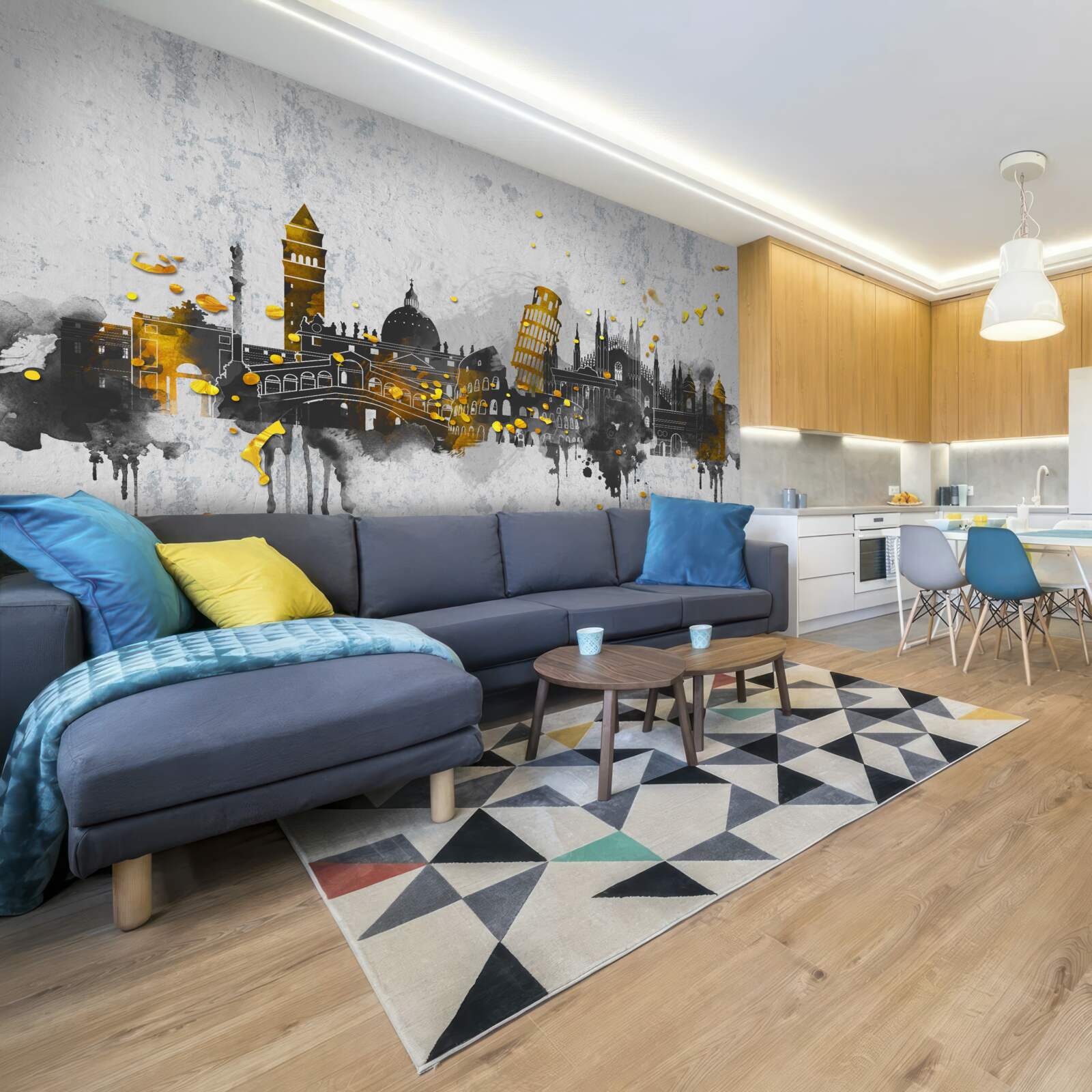 Fototapet siluete de monumente romane, înconjurate de întuneric