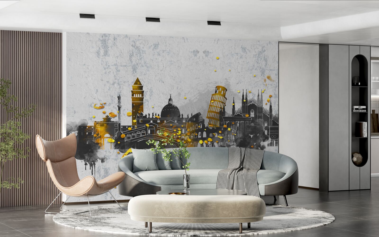 Fototapet siluete de monumente romane, înconjurate de întuneric