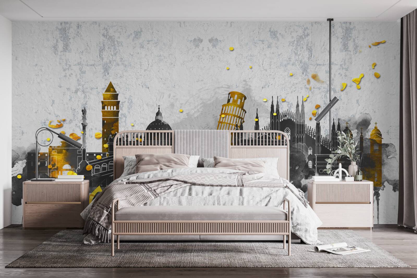 Fototapet siluete de monumente romane, înconjurate de întuneric