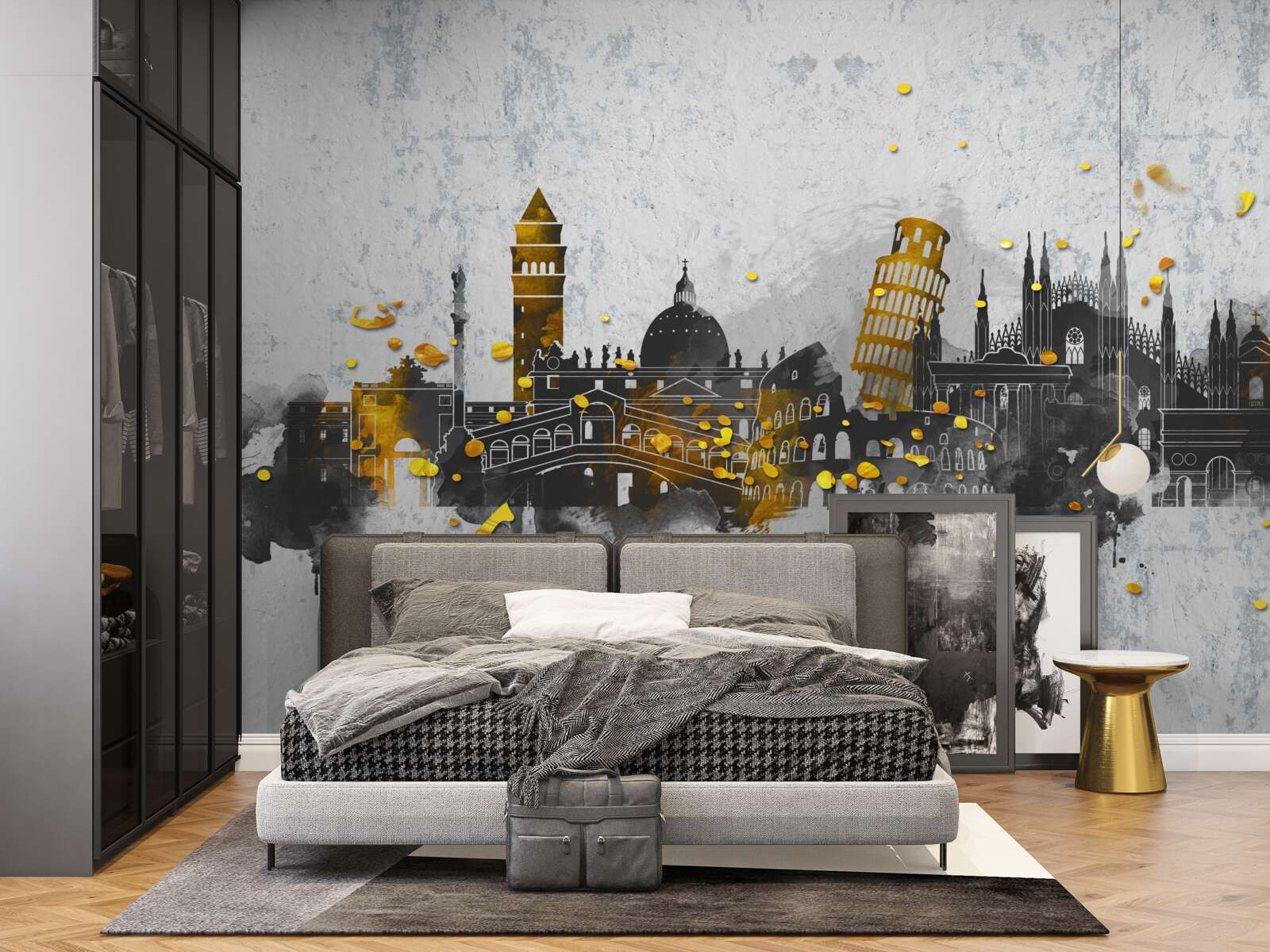 Fototapet siluete de monumente romane, înconjurate de întuneric