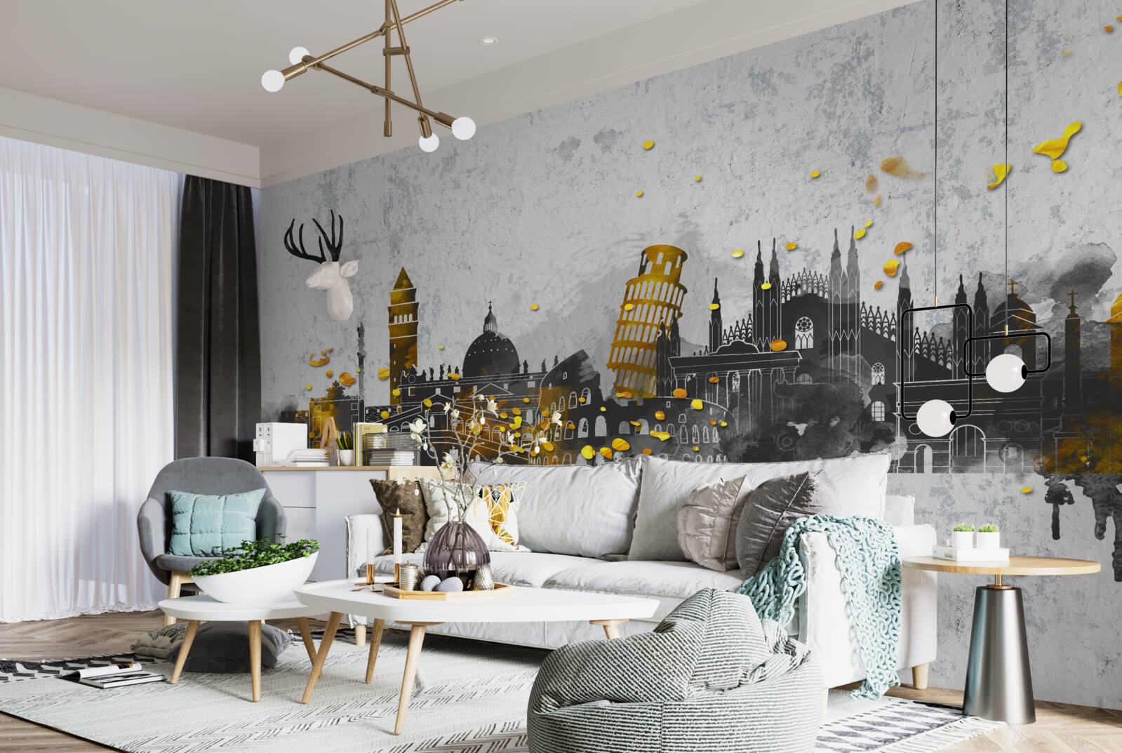 Fototapet siluete de monumente romane, înconjurate de întuneric