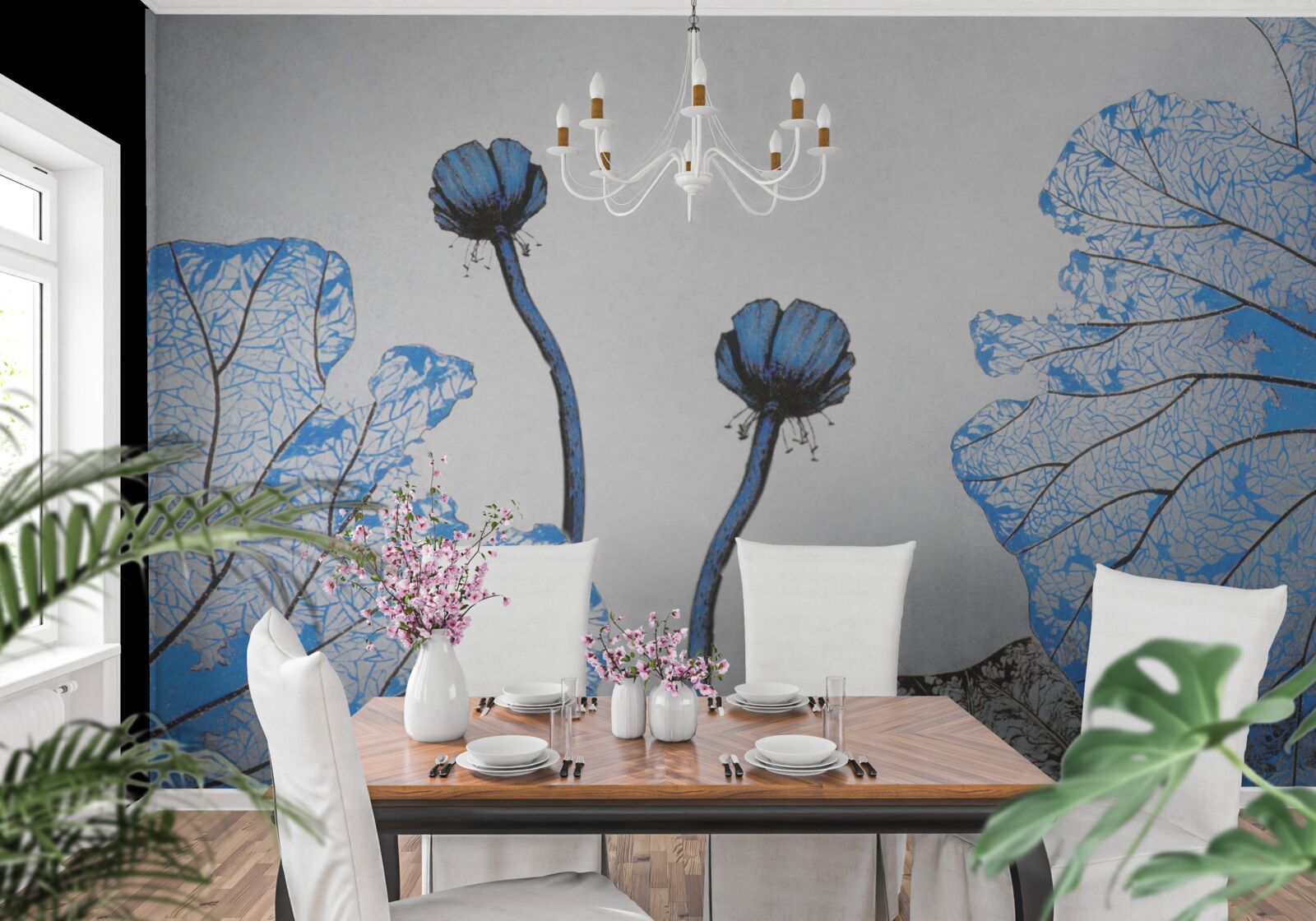 Fototapet maci cețoși cu muguri albaștri