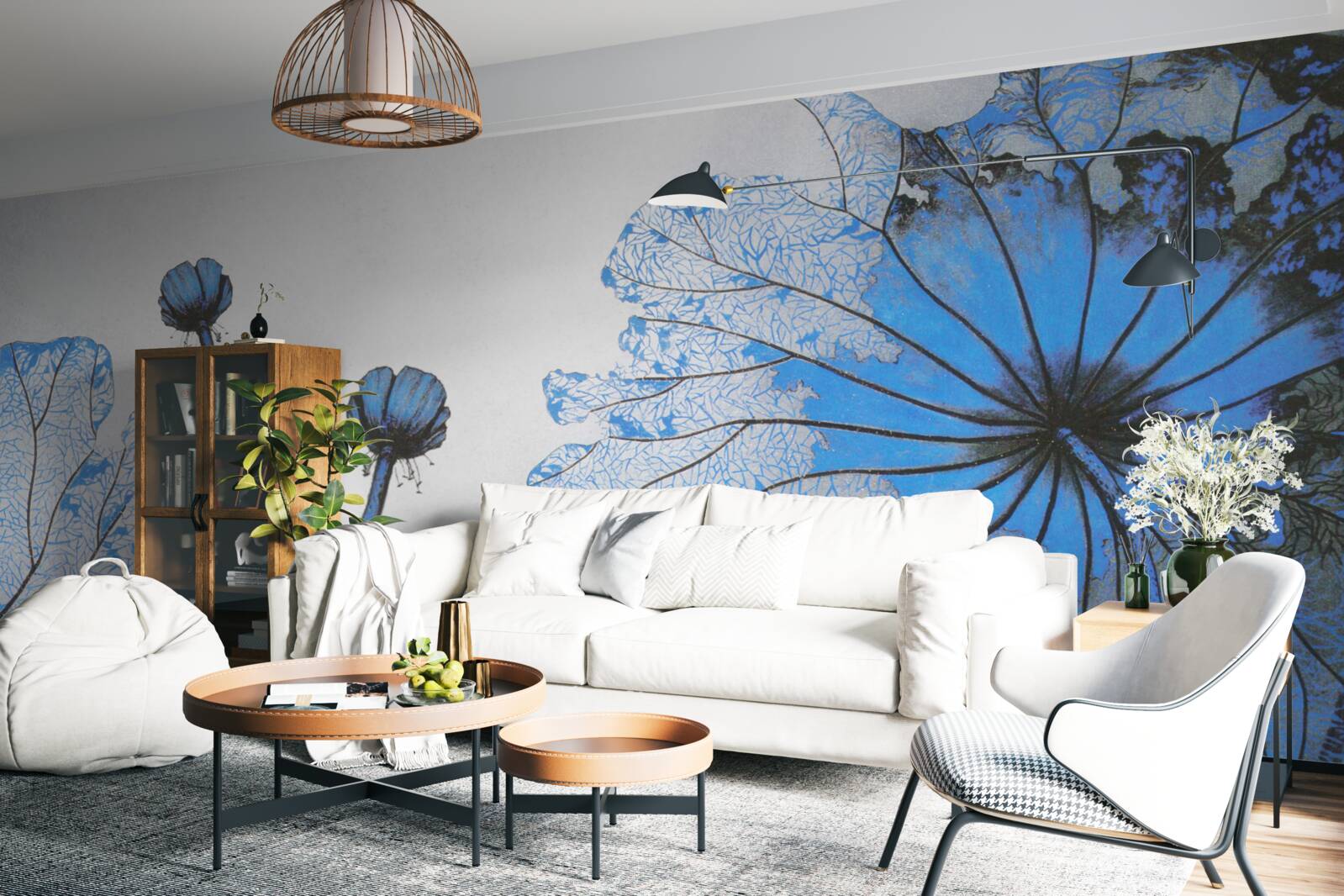 Fototapet maci cețoși cu muguri albaștri