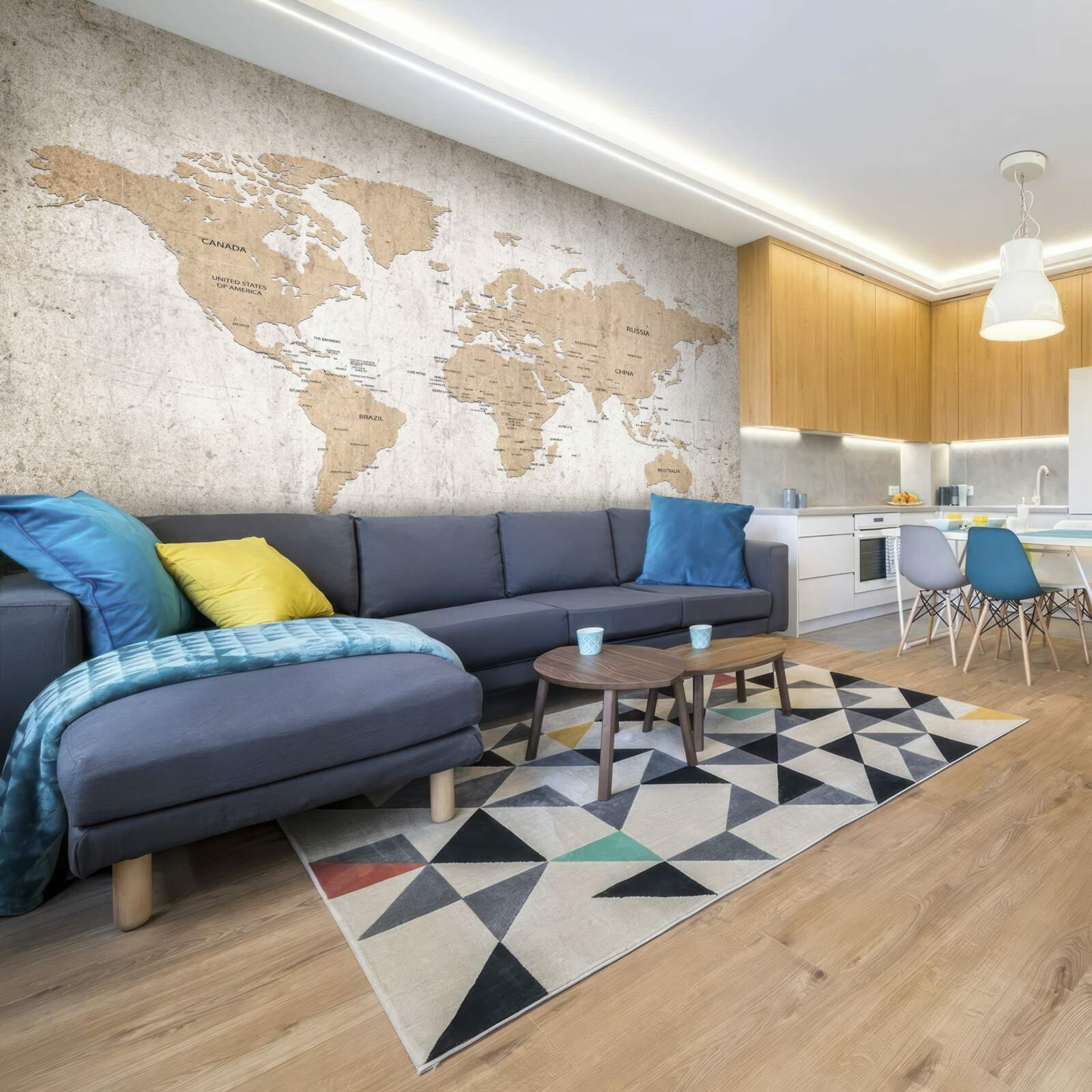 Fototapet vedere geografică moderată a lumii pe perete