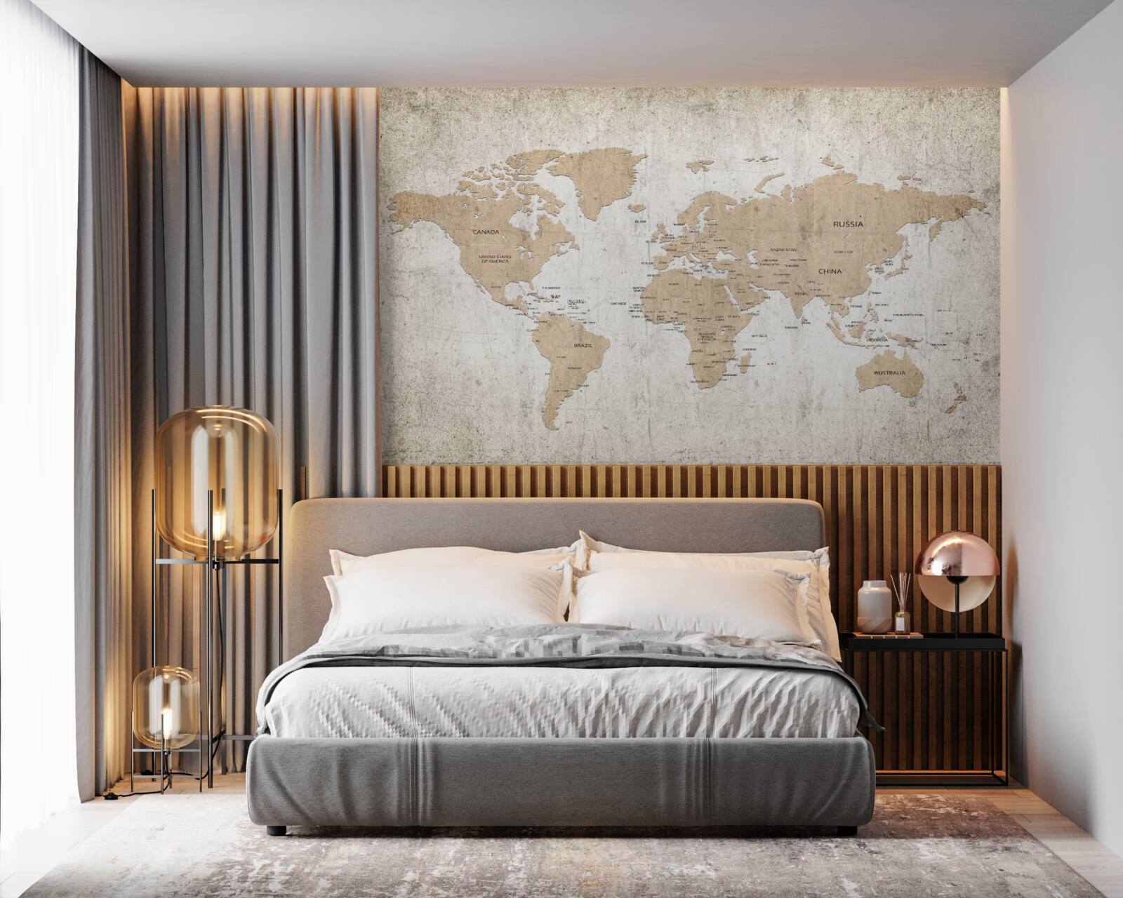 Fototapet vedere geografică moderată a lumii pe perete