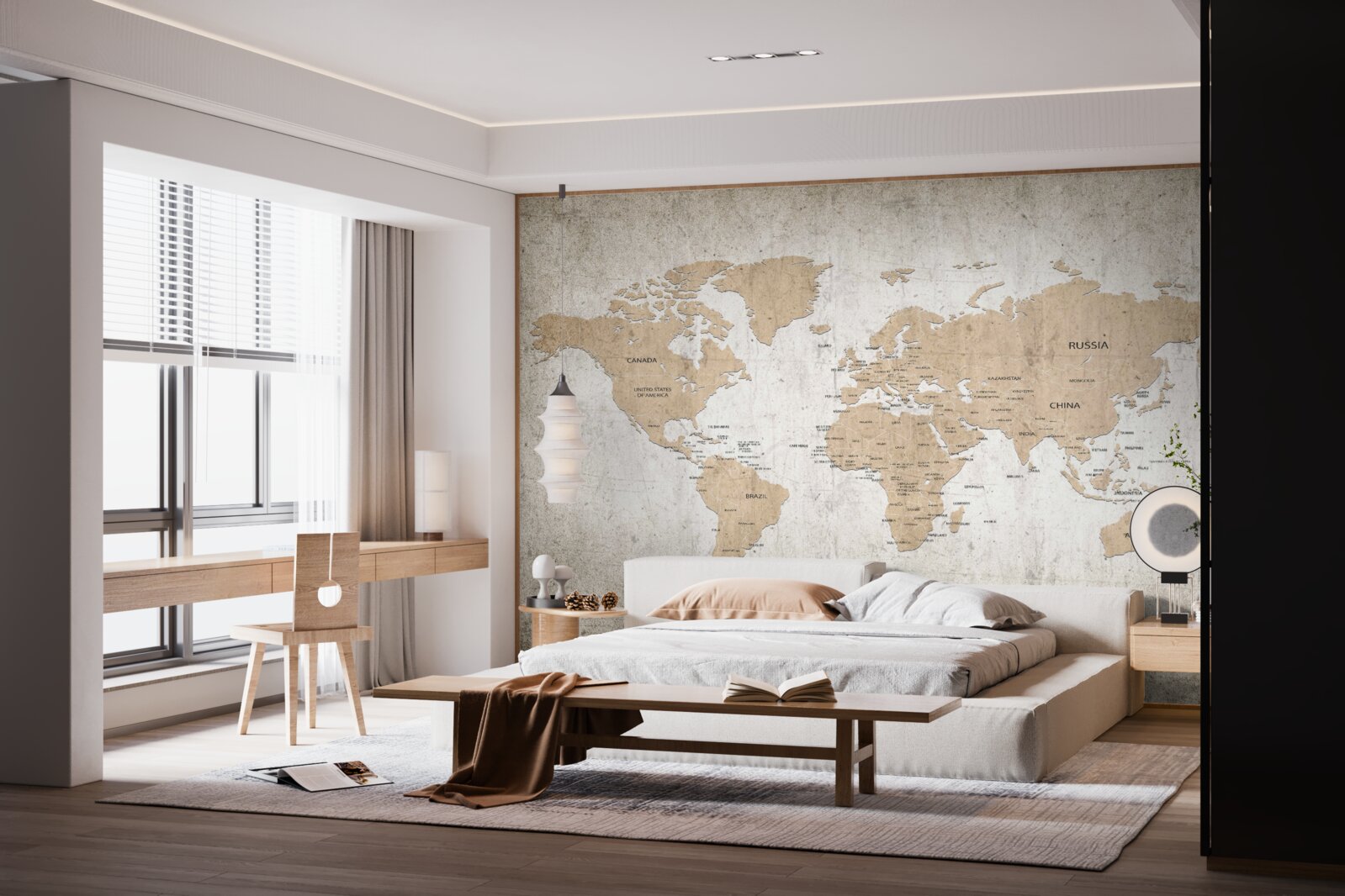 Fototapet vedere geografică moderată a lumii pe perete