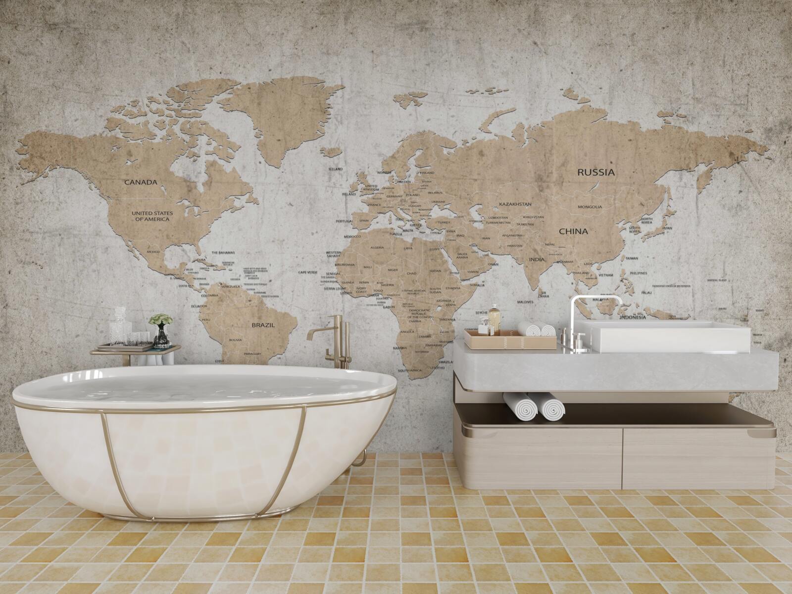 Fototapet vedere geografică moderată a lumii pe perete