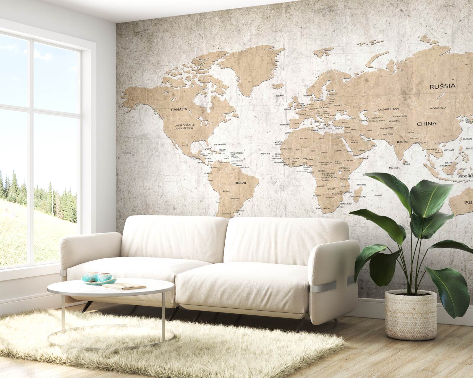 Fototapet vedere geografică moderată a lumii pe perete