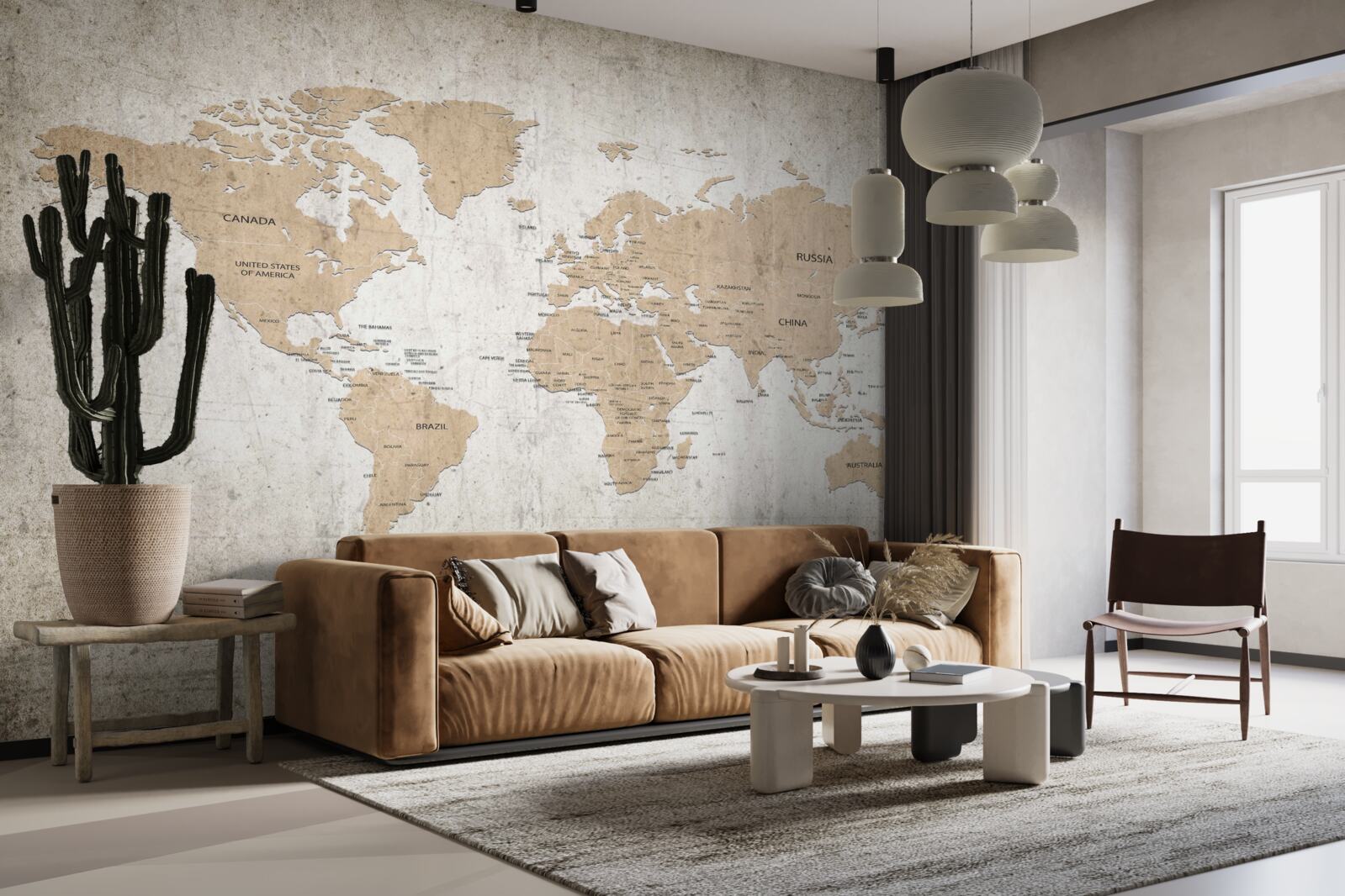 Fototapet vedere geografică moderată a lumii pe perete