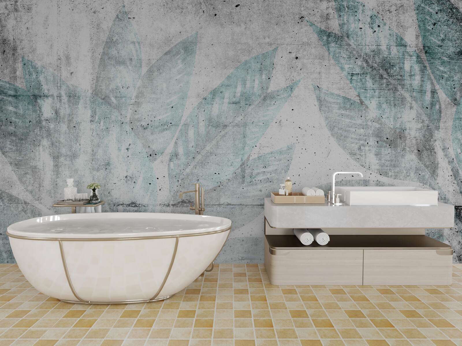 Fototapet printuri de frunze mari de toamnă