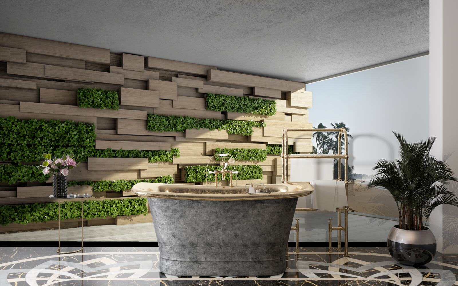 Fototapet cucerirea plajei, perete de piatră