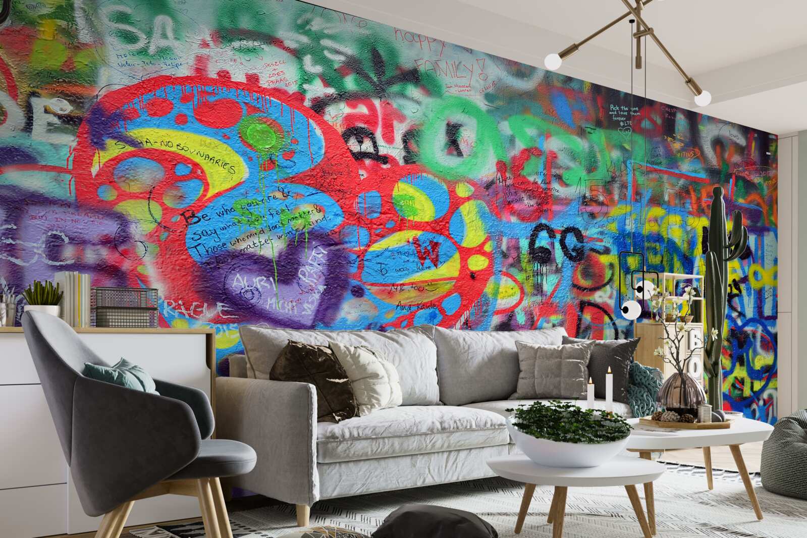 Fototapet graffiti desenat pe un perete