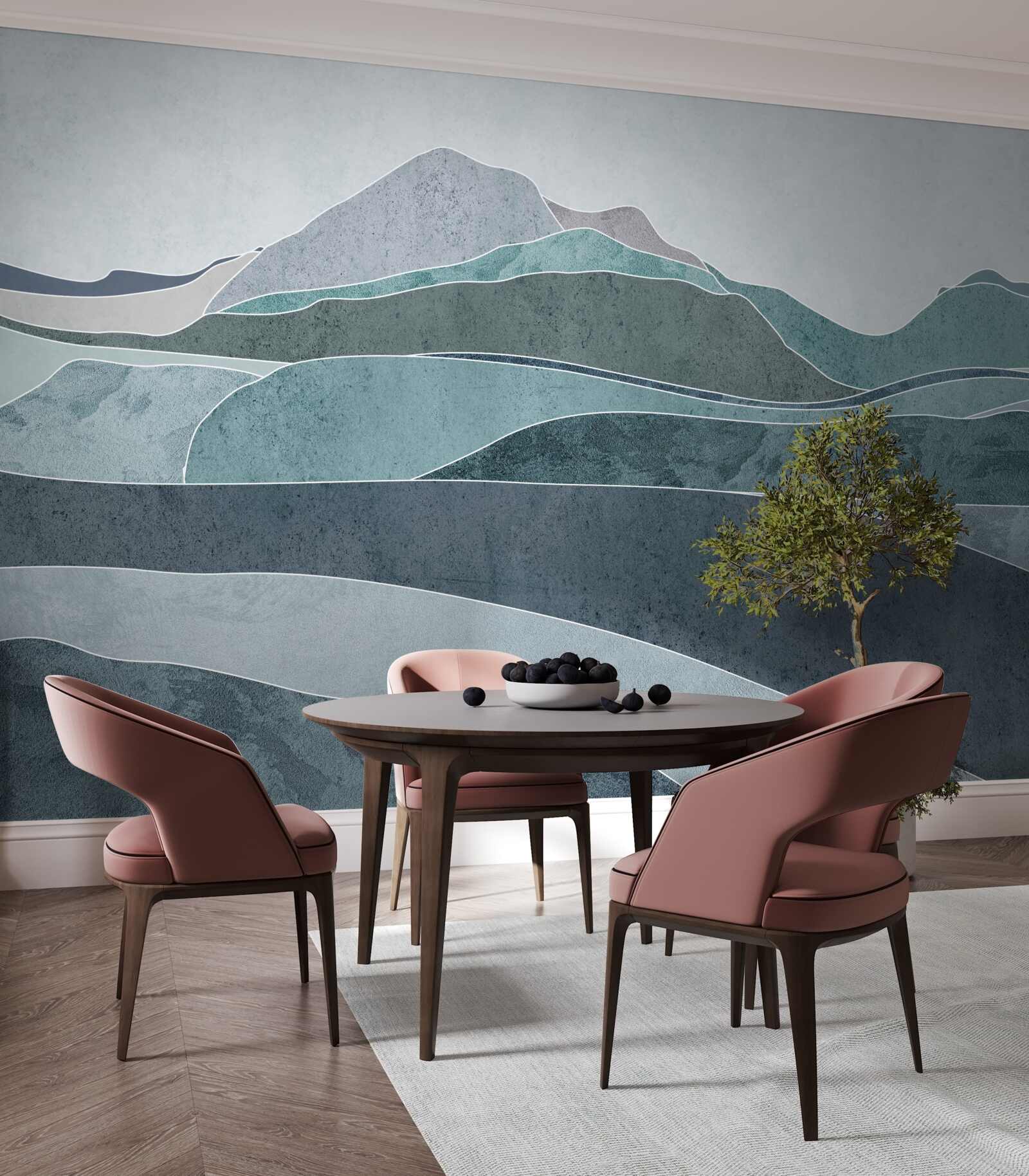 Fototapet râuri care curg din munți reci