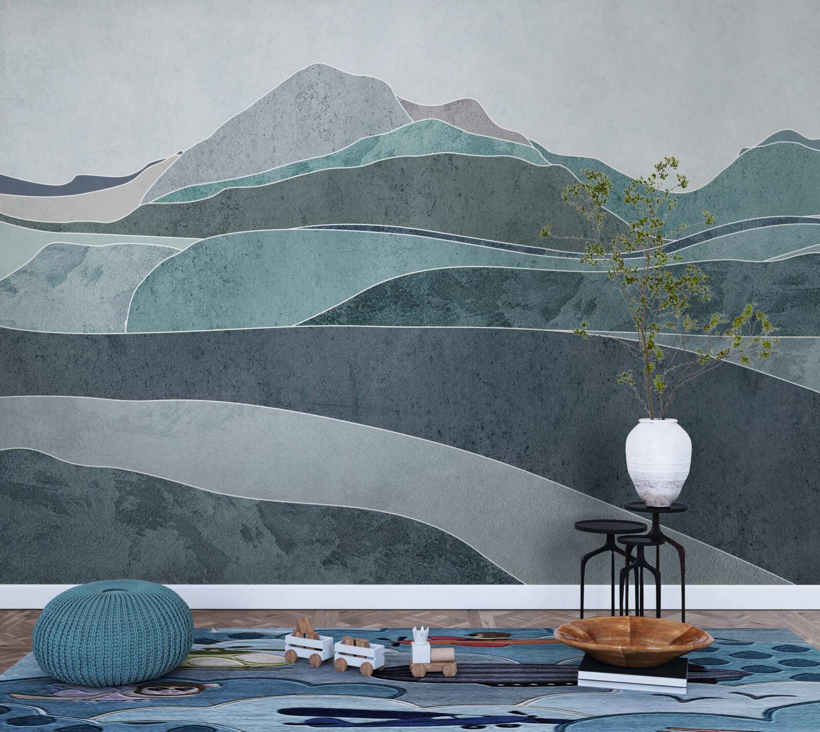 Fototapet râuri care curg din munți reci