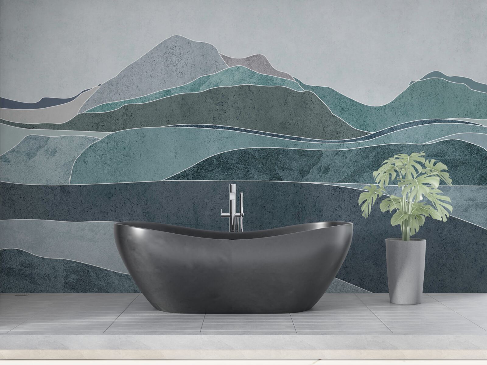 Fototapet râuri care curg din munți reci