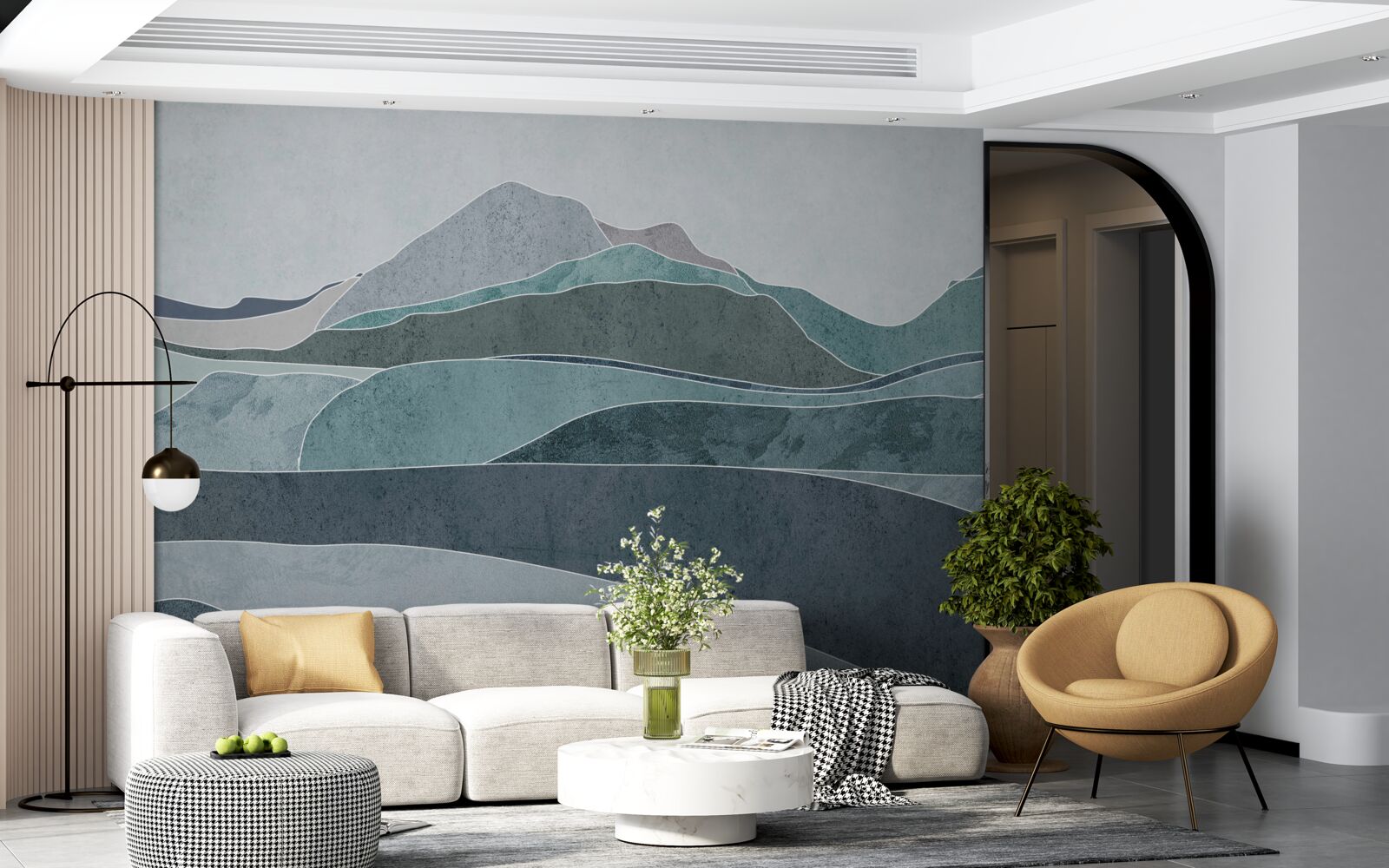 Fototapet râuri care curg din munți reci