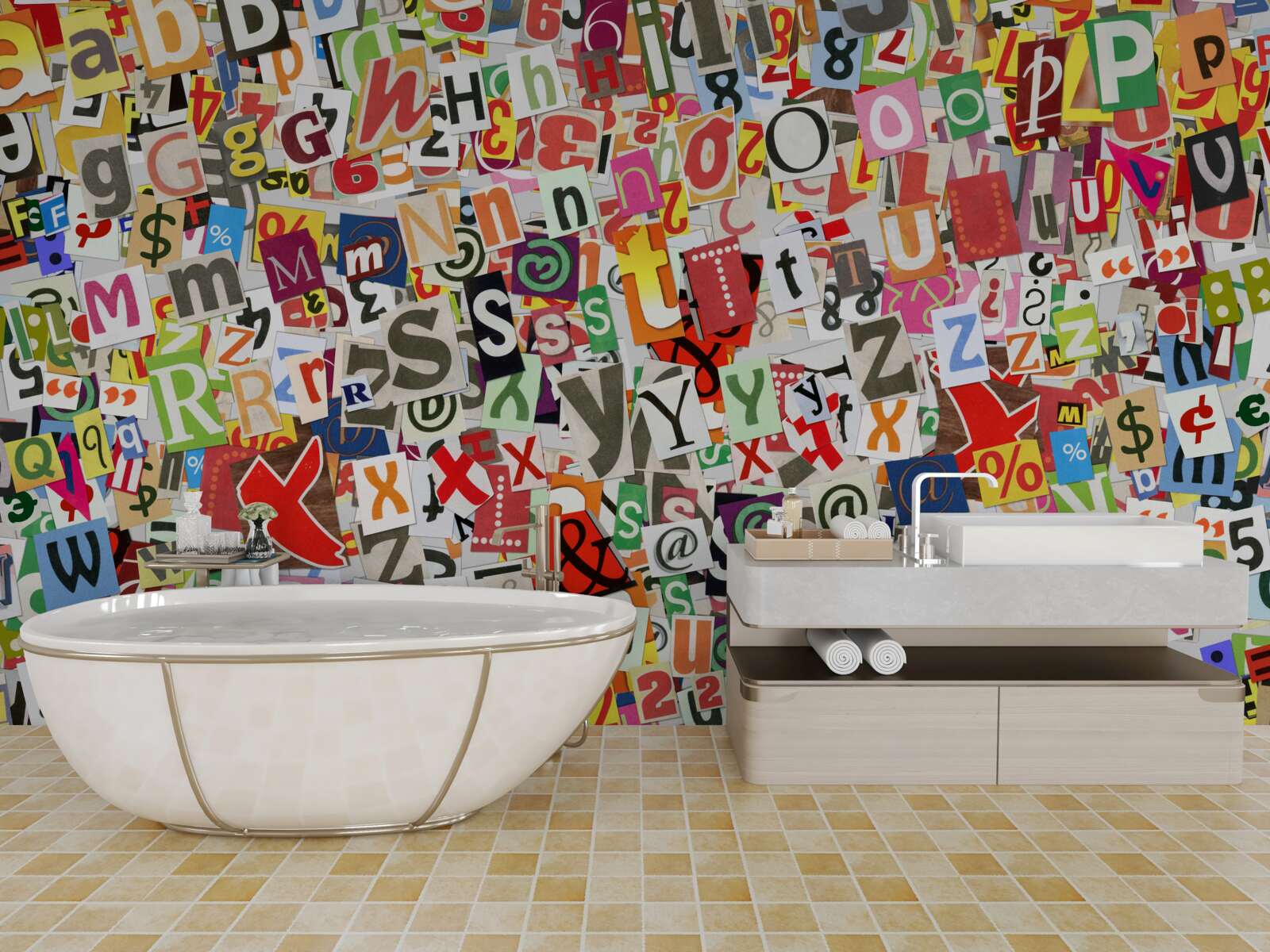 Fototapet graffiti-ul conține o mulțime de litere și numere