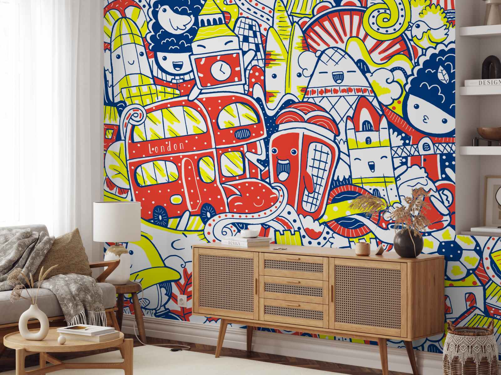 Fototapet graffiti luminos pe perete