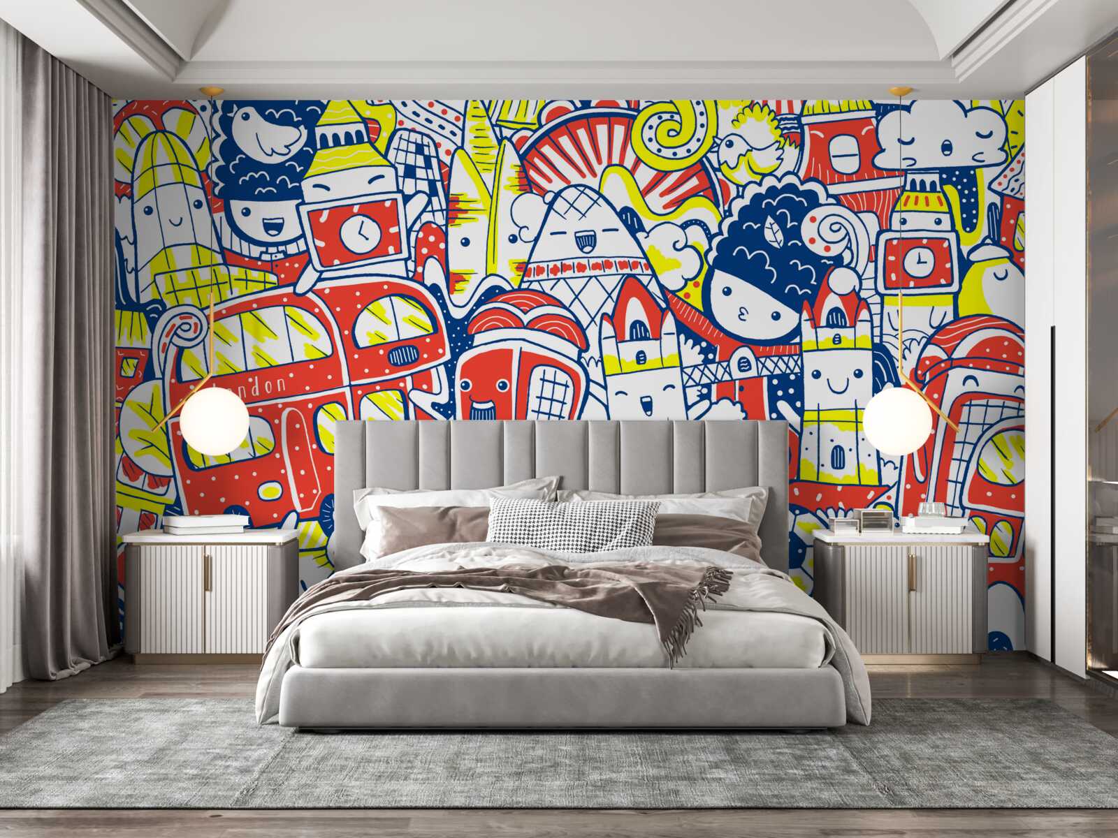 Fototapet graffiti luminos pe perete