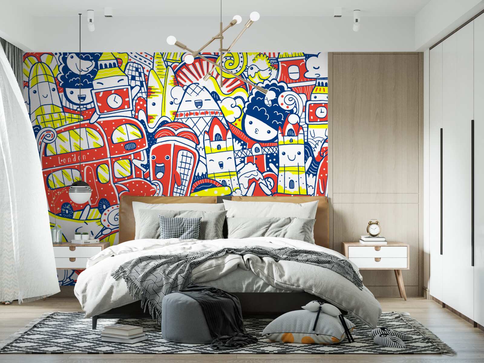 Fototapet graffiti luminos pe perete