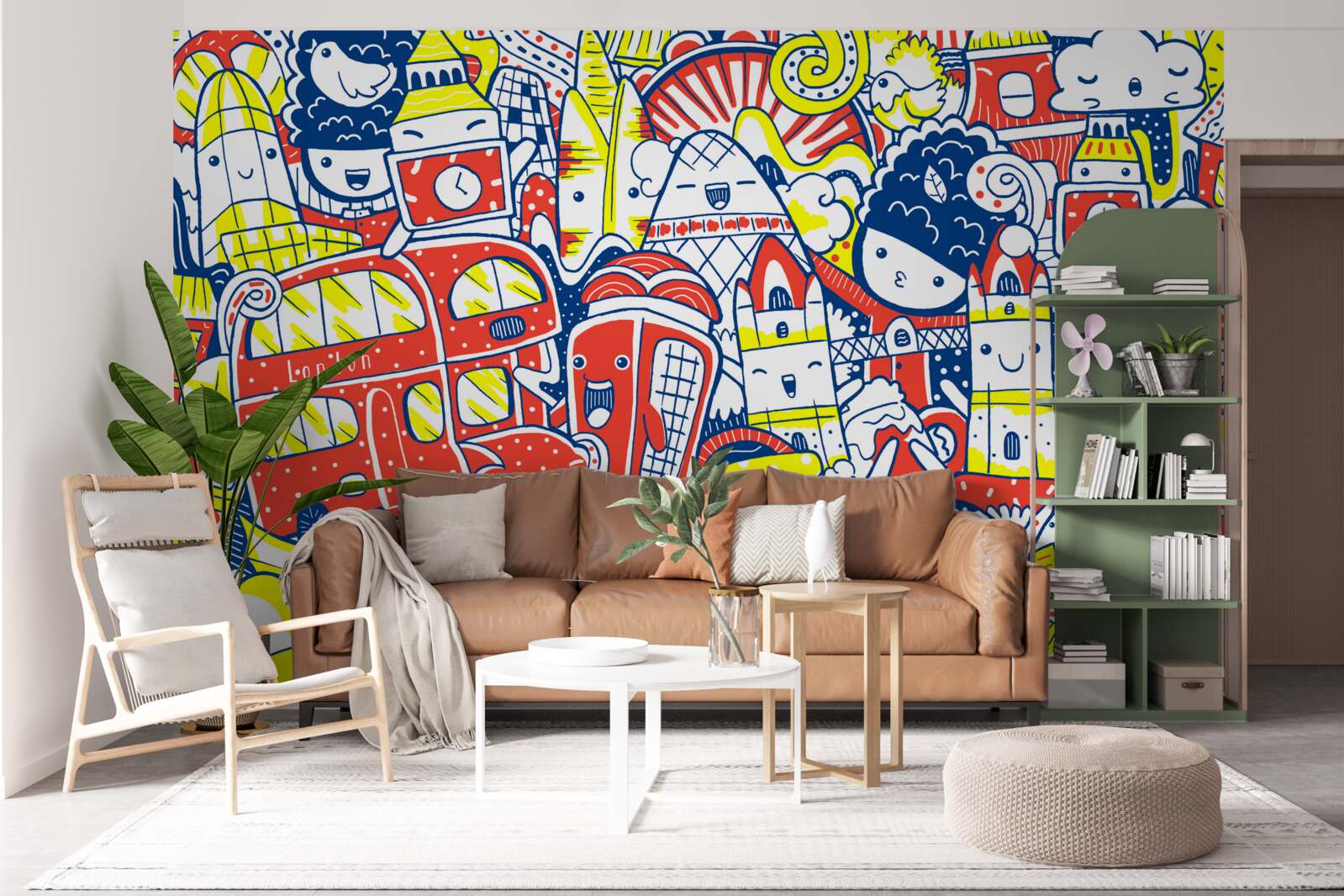 Fototapet graffiti luminos pe perete