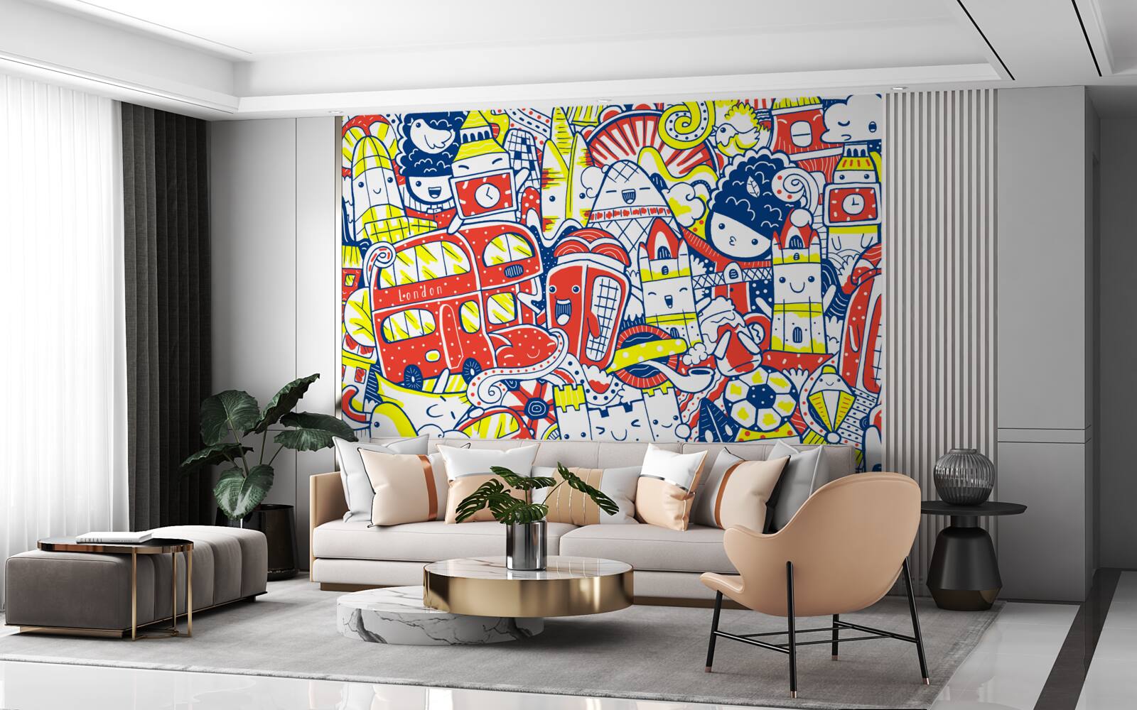 Fototapet graffiti luminos pe perete