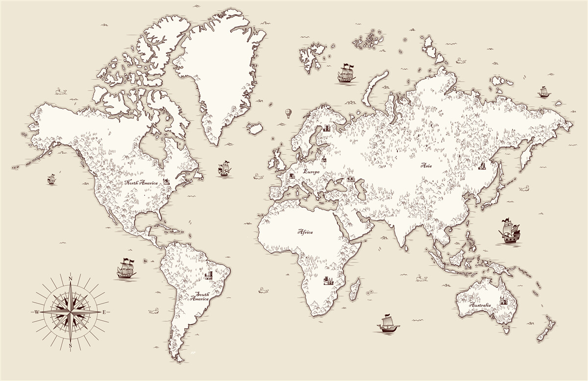 Fototapet harta lumii fără semne și simboluri