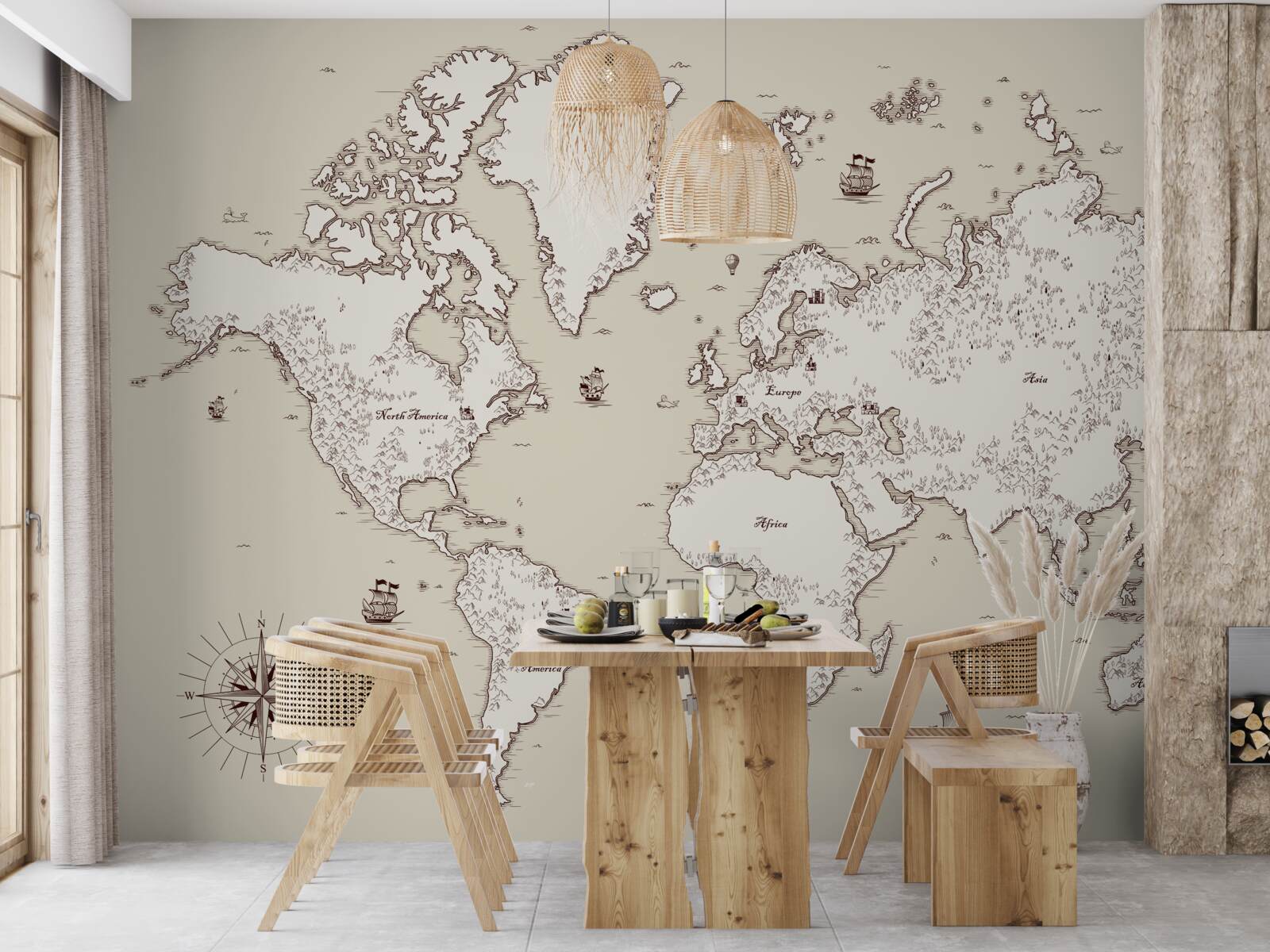 Fototapet harta lumii fără semne și simboluri