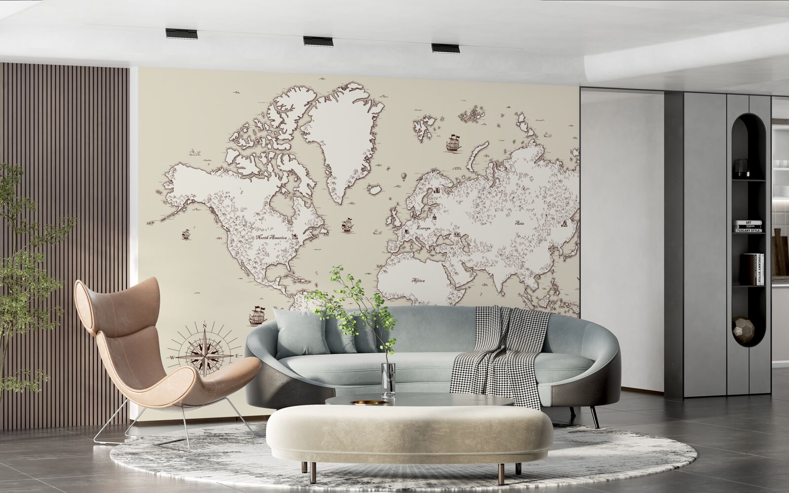 Fototapet harta lumii fără semne și simboluri