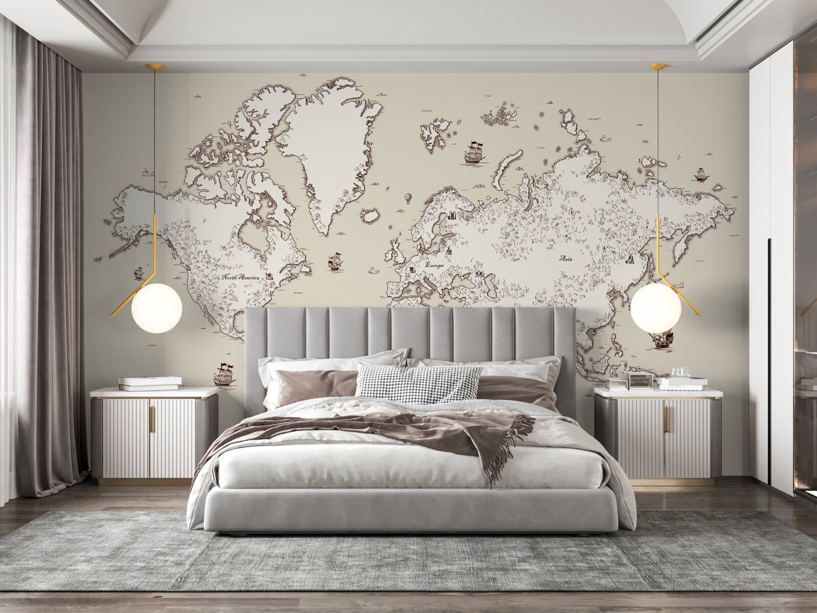 Fototapet harta lumii fără semne și simboluri