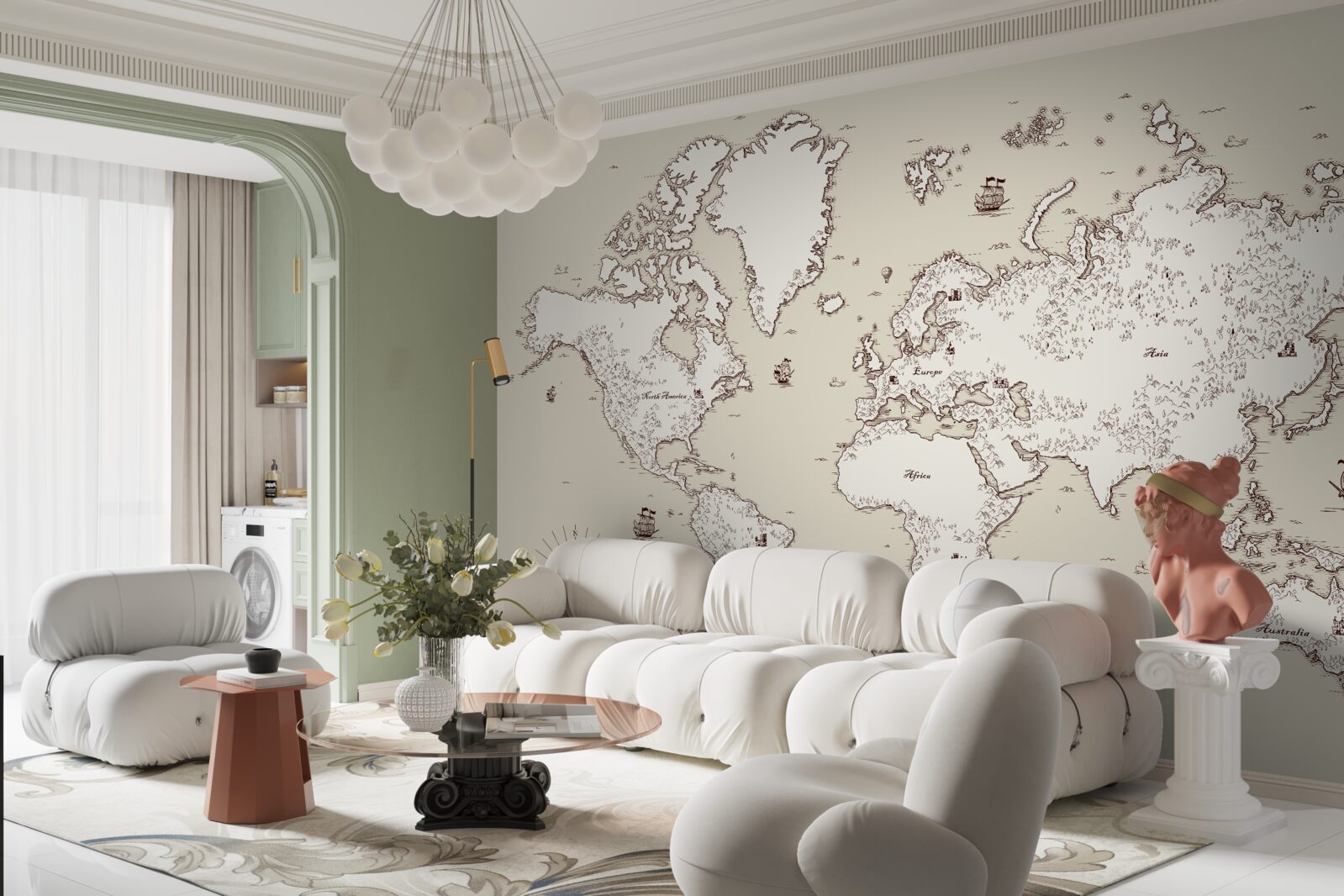 Fototapet harta lumii fără semne și simboluri