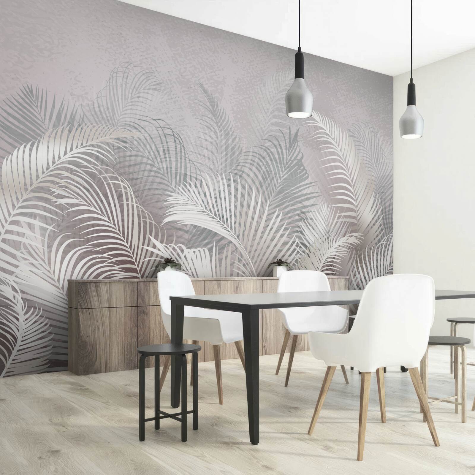 Fototapet ceața învăluie ușor frunzele maiestuoase de palmier