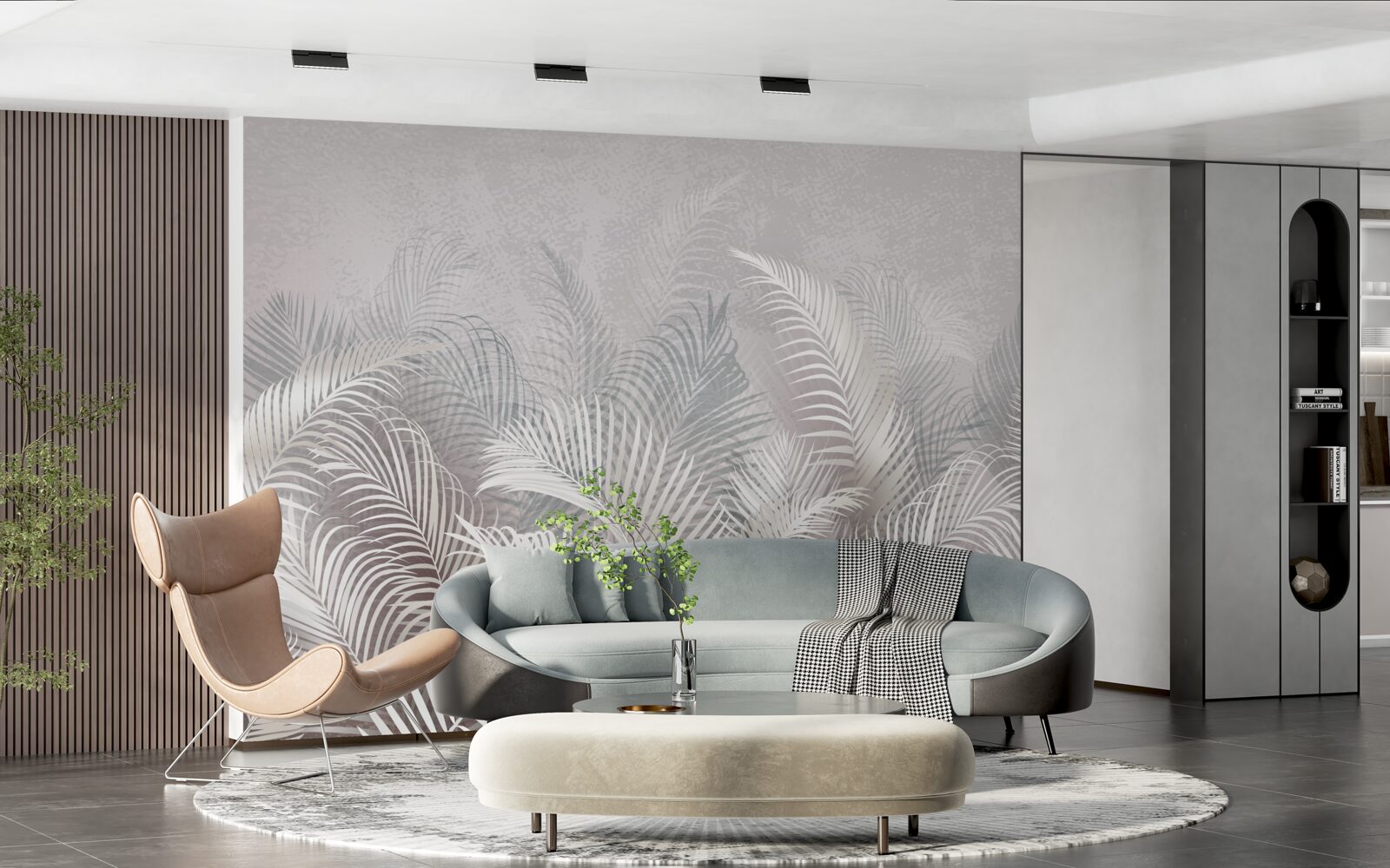 Fototapet ceața învăluie ușor frunzele maiestuoase de palmier