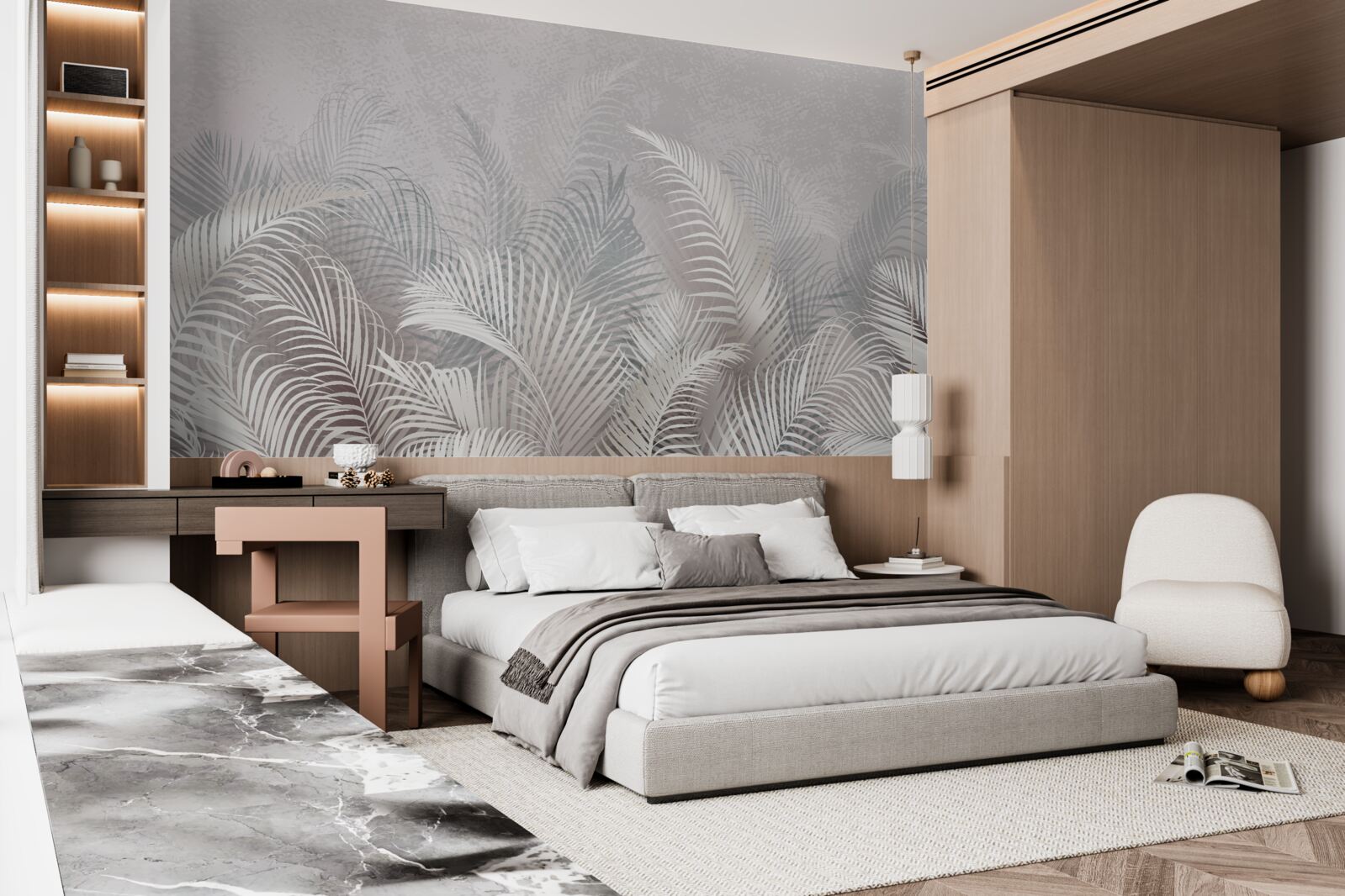 Fototapet ceața învăluie ușor frunzele maiestuoase de palmier