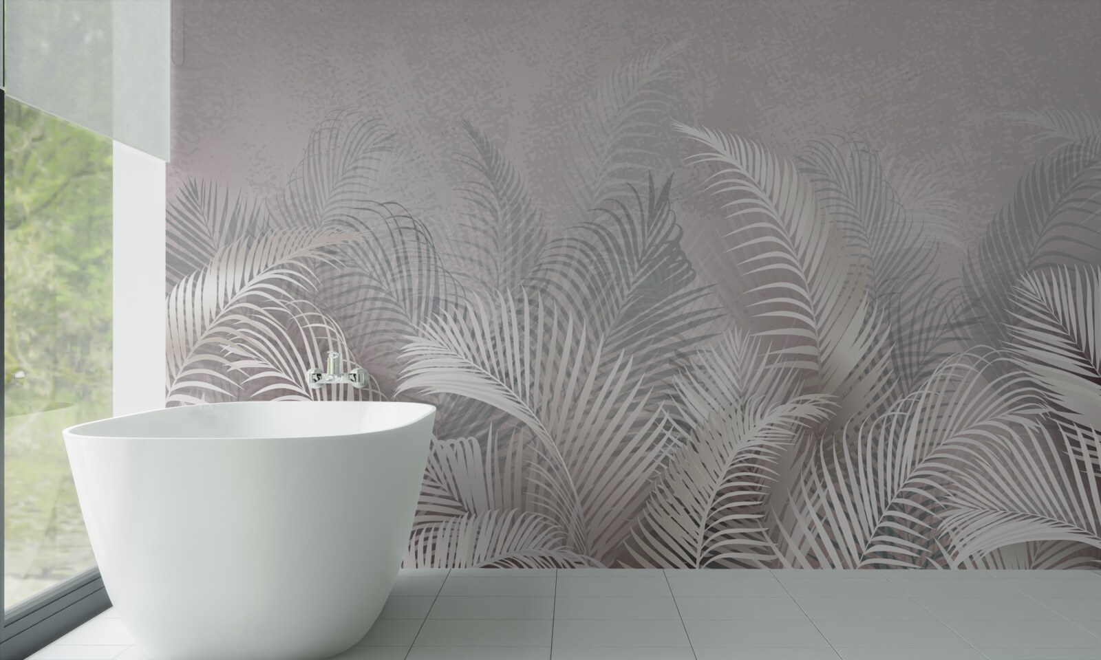 Fototapet ceața învăluie ușor frunzele maiestuoase de palmier