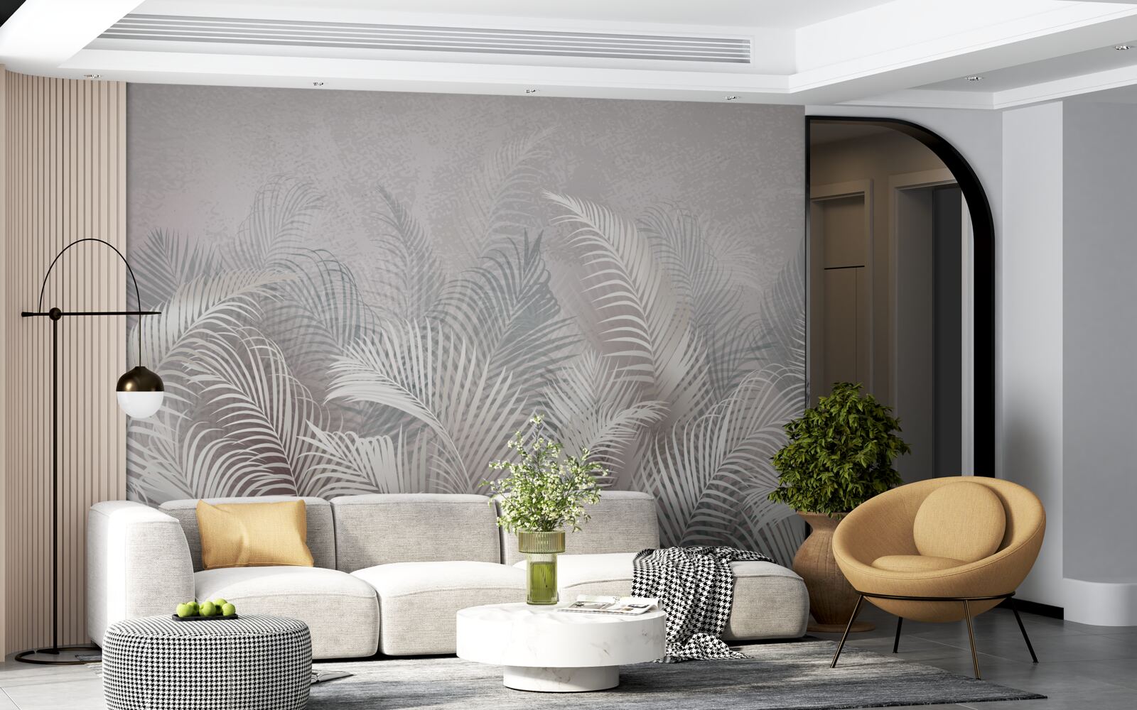 Fototapet ceața învăluie ușor frunzele maiestuoase de palmier