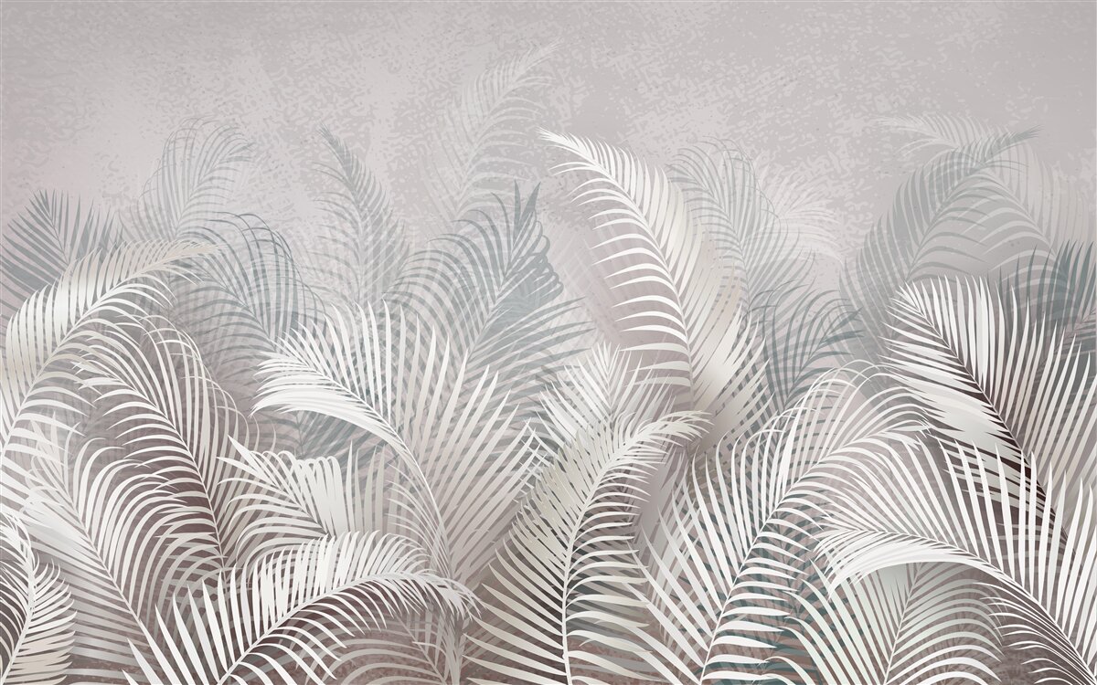 Fototapet frunze de palmier în ceață