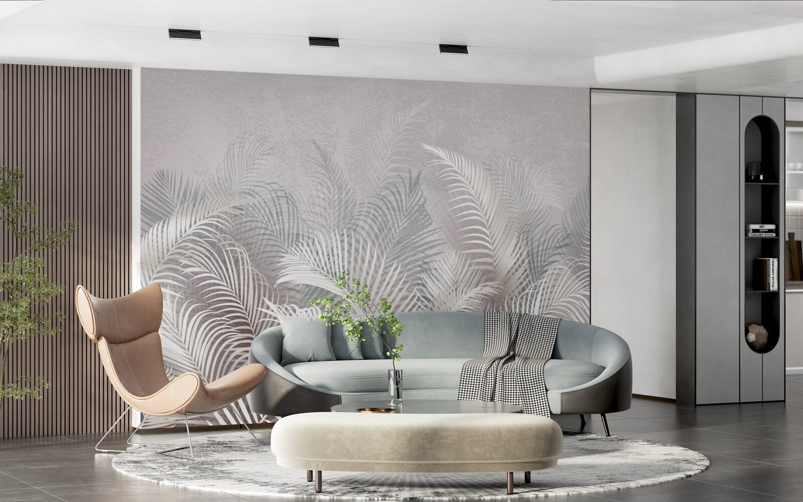 Fototapet frunze de palmier în ceață