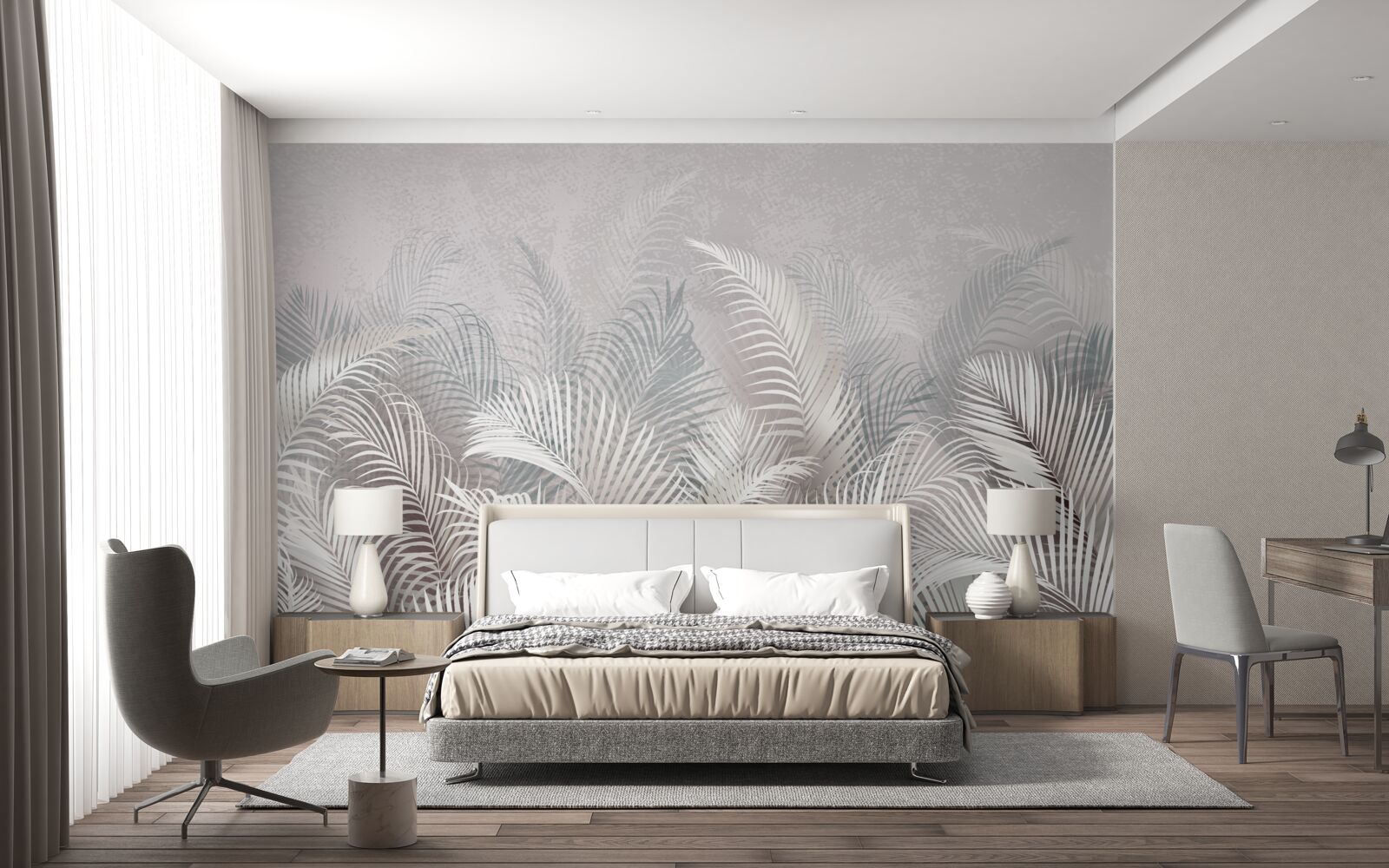 Fototapet frunze de palmier în ceață