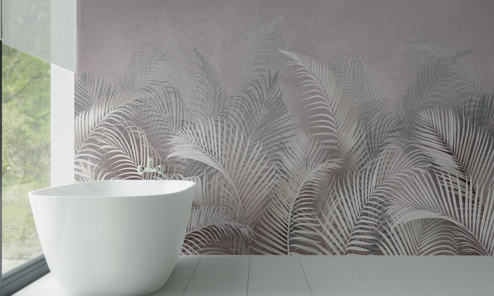 Fototapet frunze de palmier în ceață