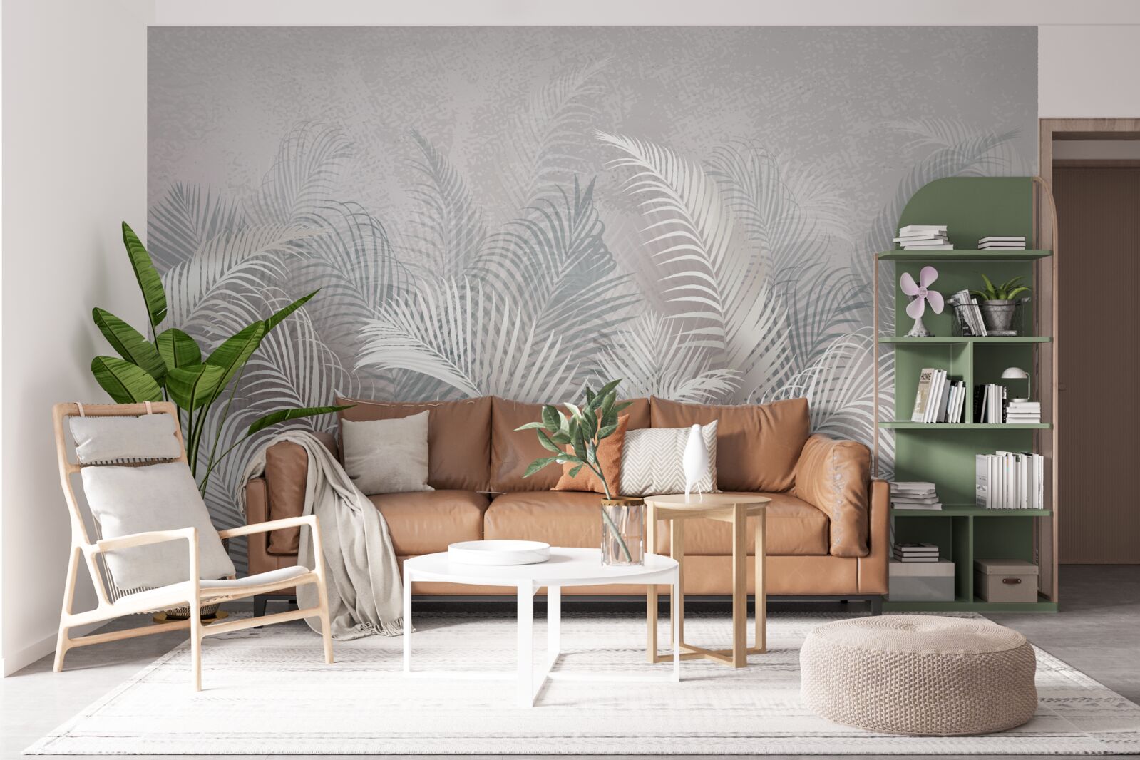 Fototapet frunze de palmier în ceață