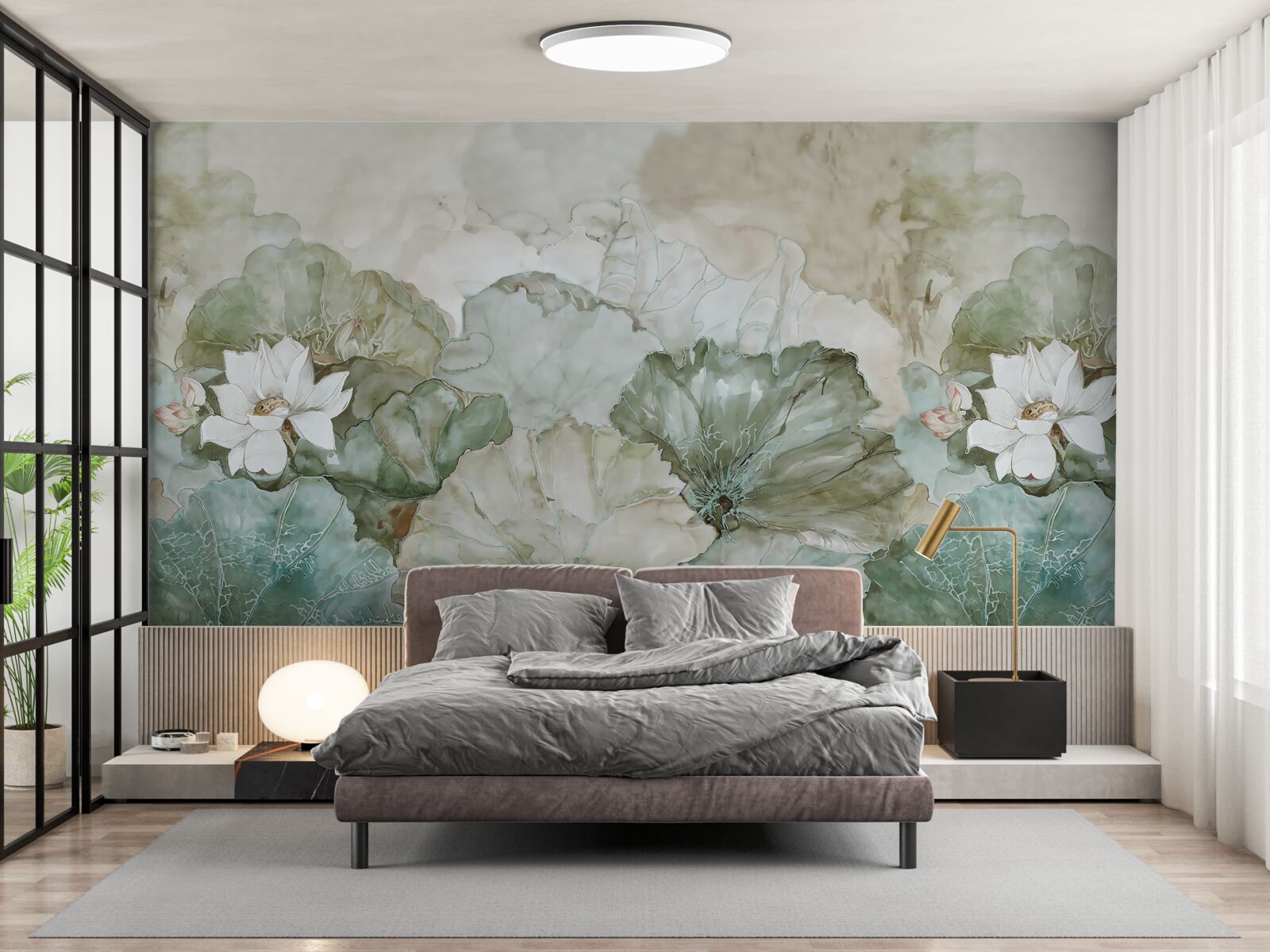 Fototapet muguri și frunze albe de la tropice