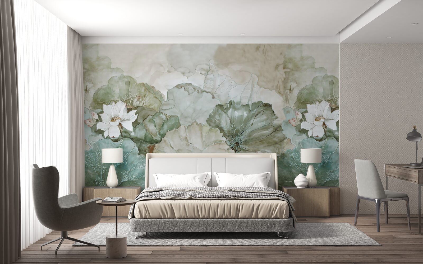 Fototapet muguri și frunze albe de la tropice