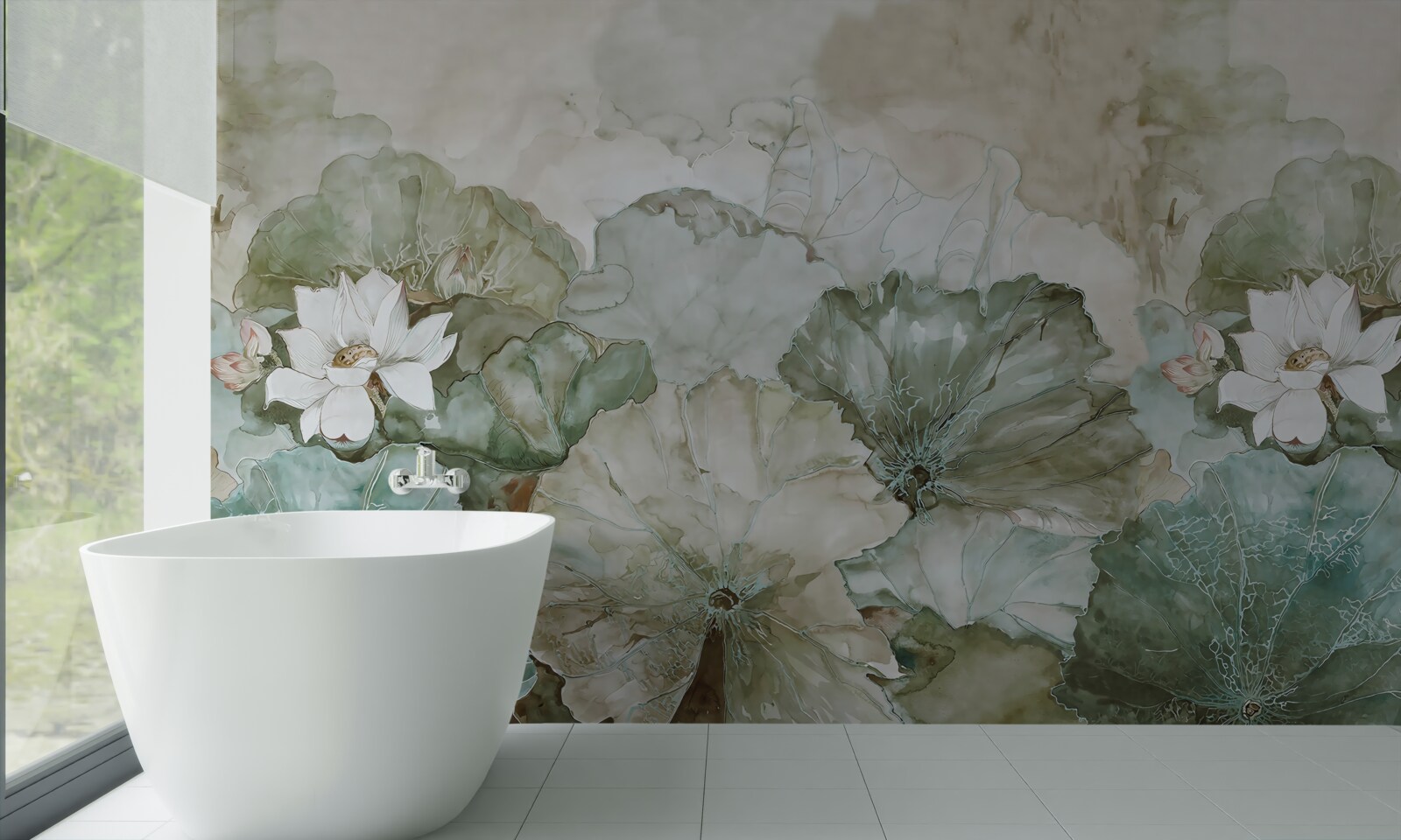 Fototapet muguri și frunze albe de la tropice