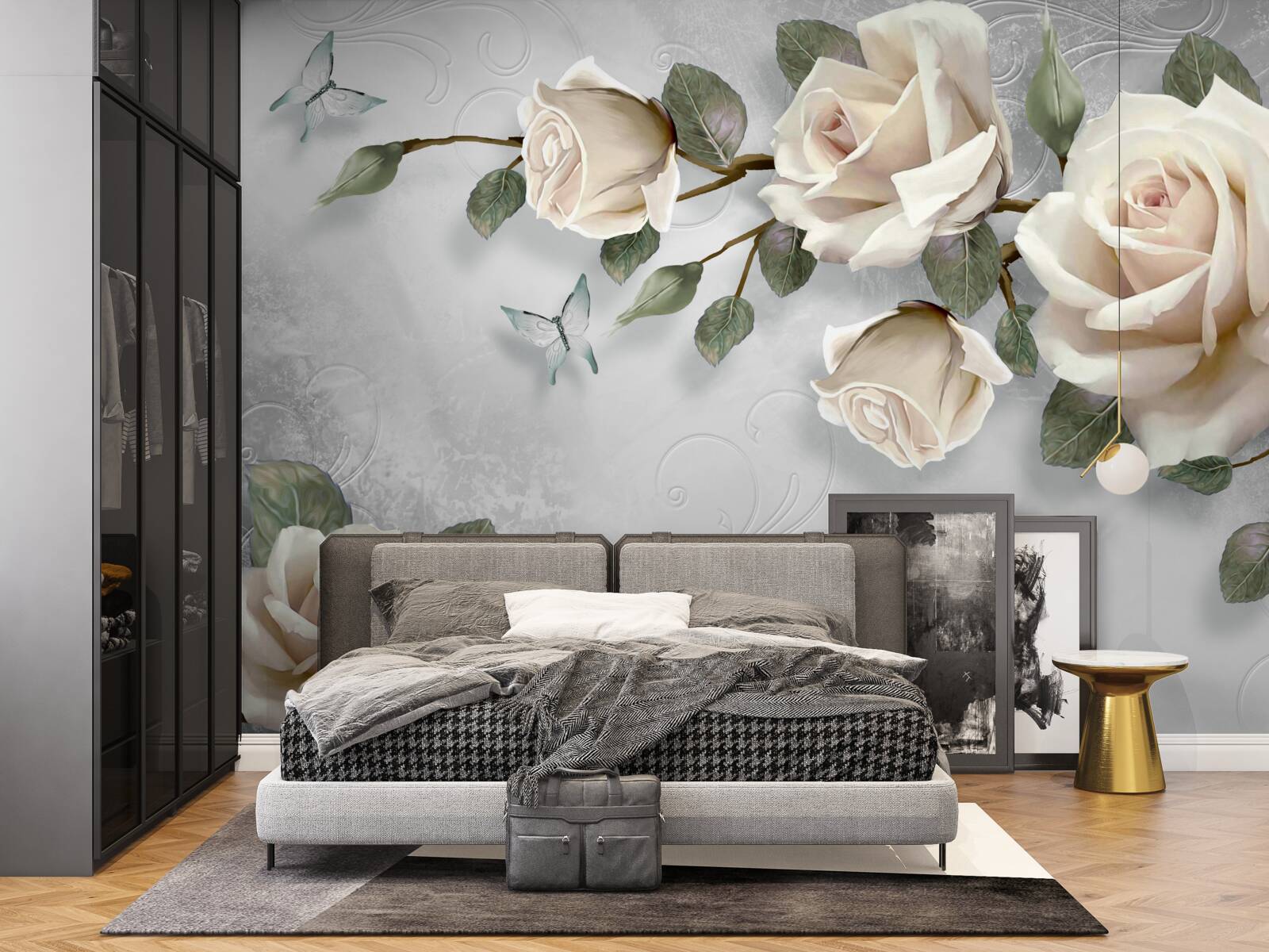 Fototapet ramuri ale unui trandafir delicat înflorit