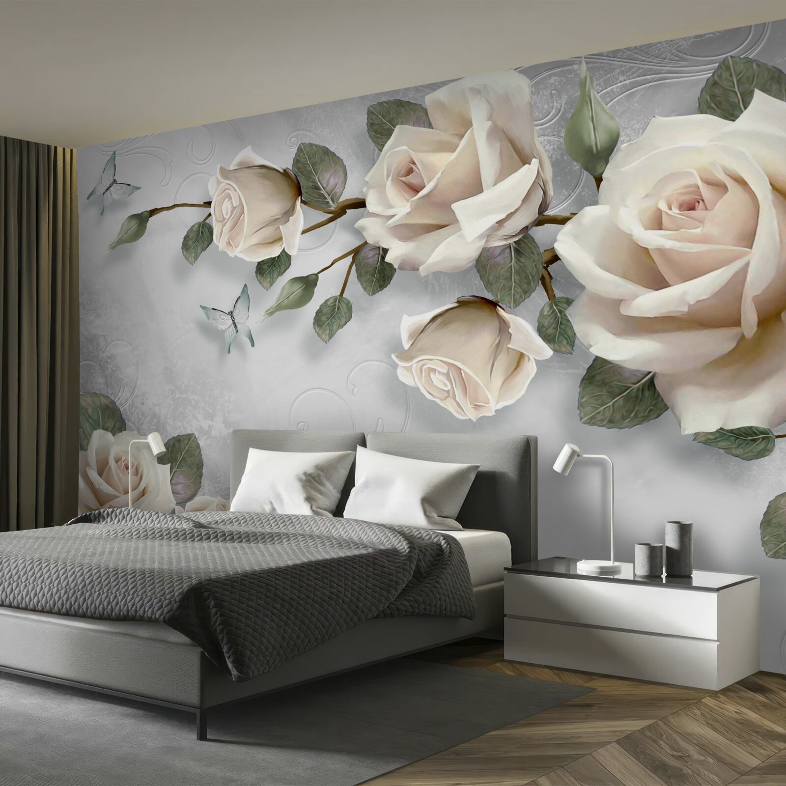 Fototapet ramuri ale unui trandafir delicat înflorit