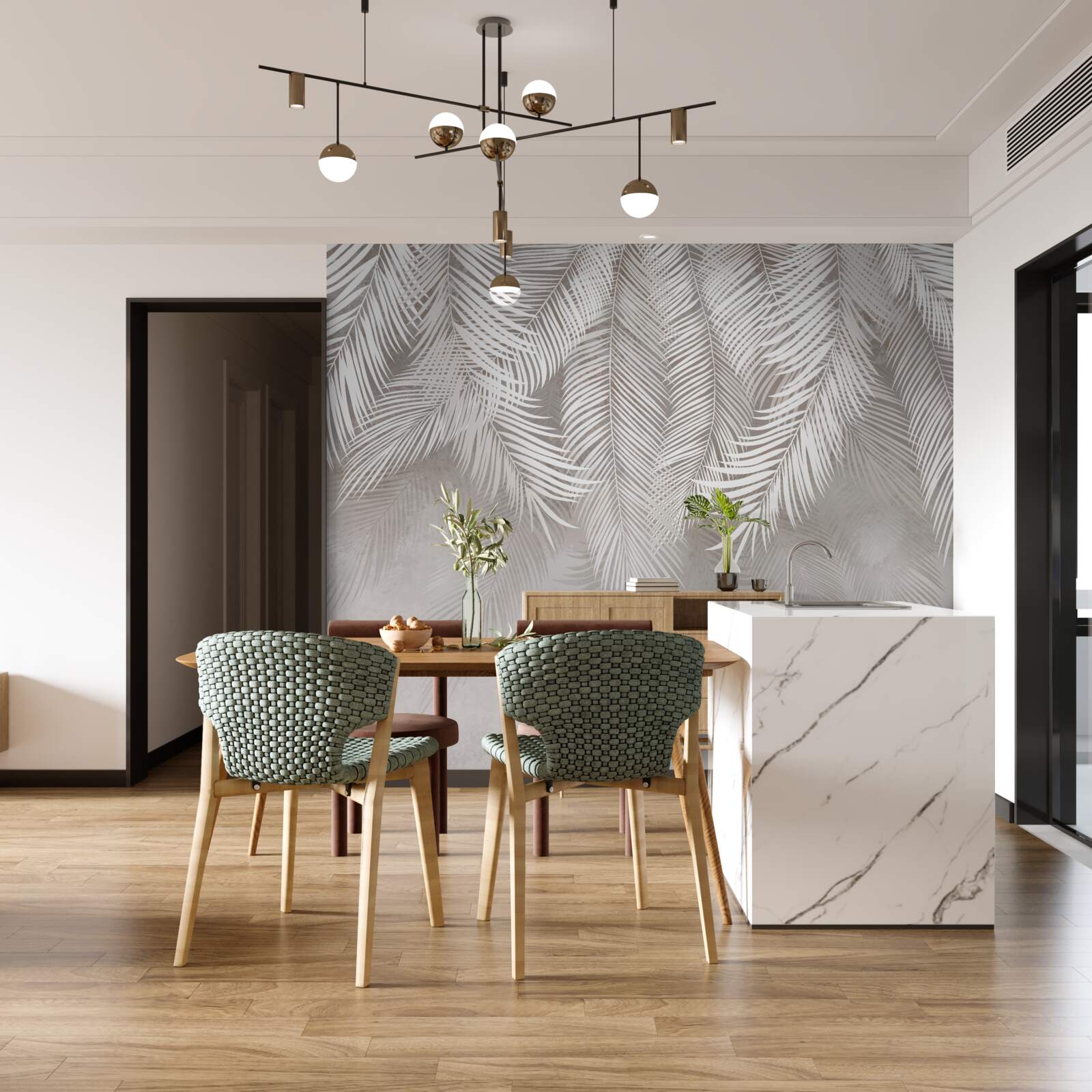 Fototapet frunze gri deschis cad