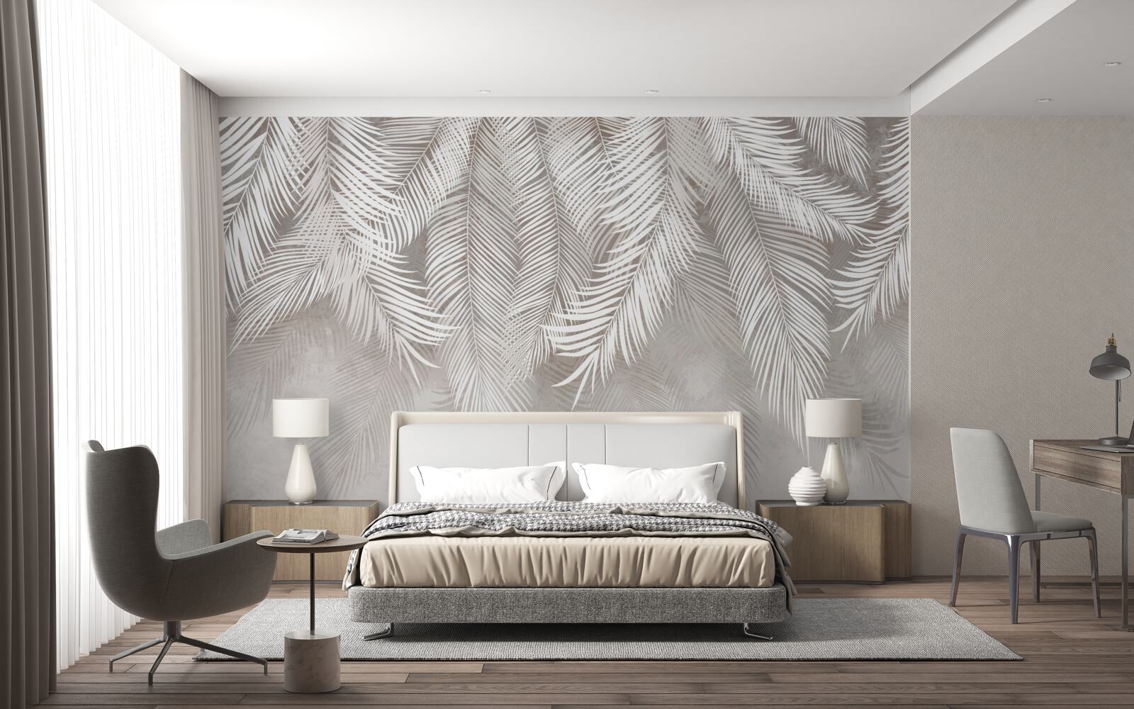 Fototapet frunze gri deschis cad