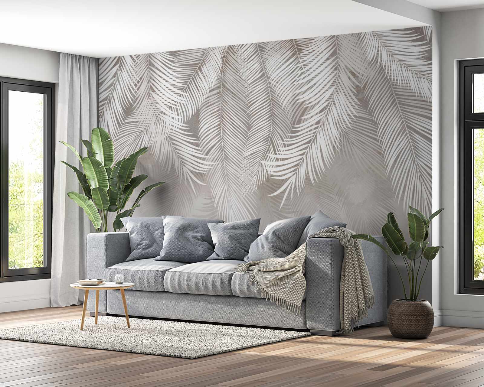 Fototapet frunze gri deschis cad