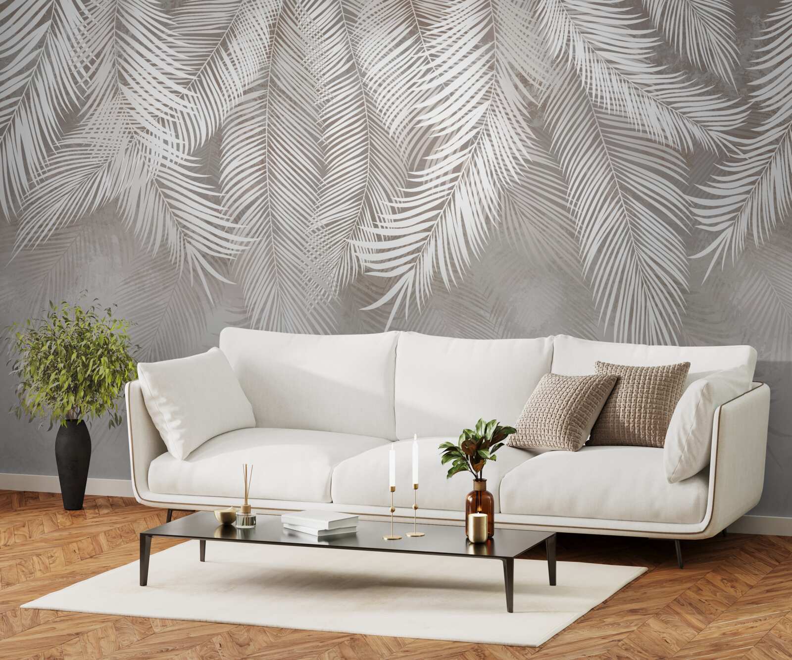 Fototapet frunze gri deschis cad